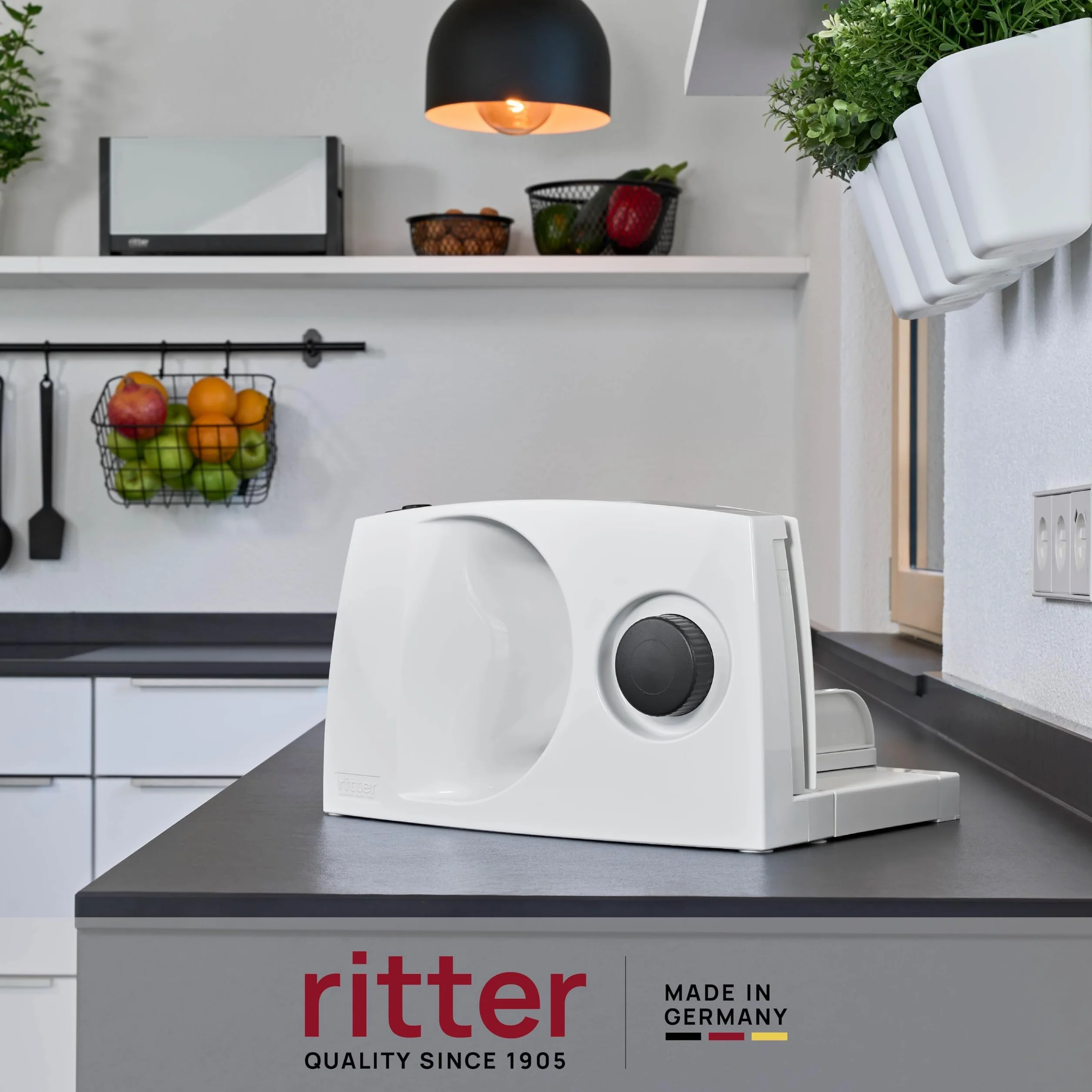 ritter markant 01 składana elektryczna krajalnica do chleba, wędlin i sera z silnikiem ECO, Made in Germany