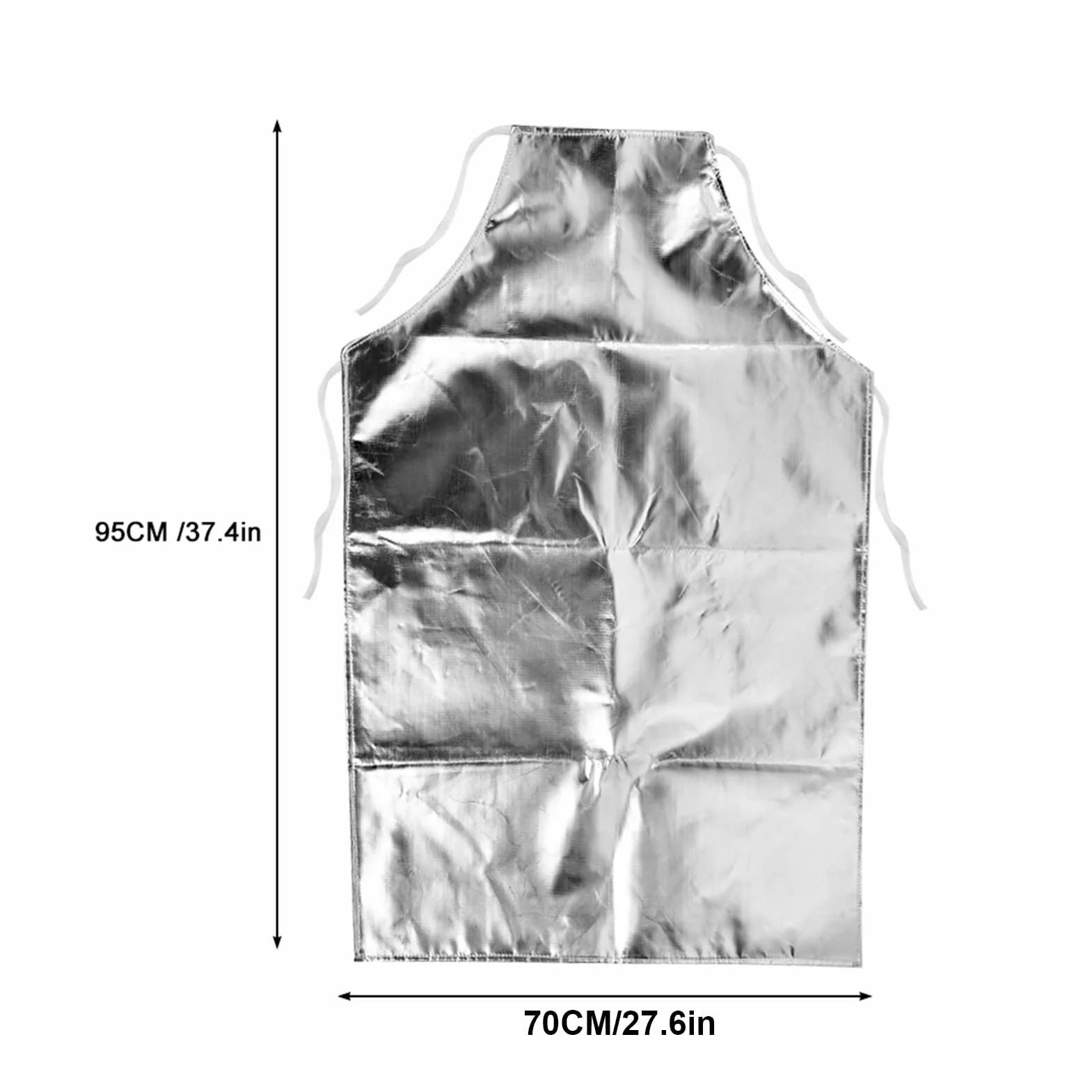 Fartuch odporny na wysokie temperatury, fartuch z folii aluminiowej, 1000°C, odporny na wysokie temperatury, fartuch roboczy ogniotrwały do gotowania, grillowania, pracy, szary, l