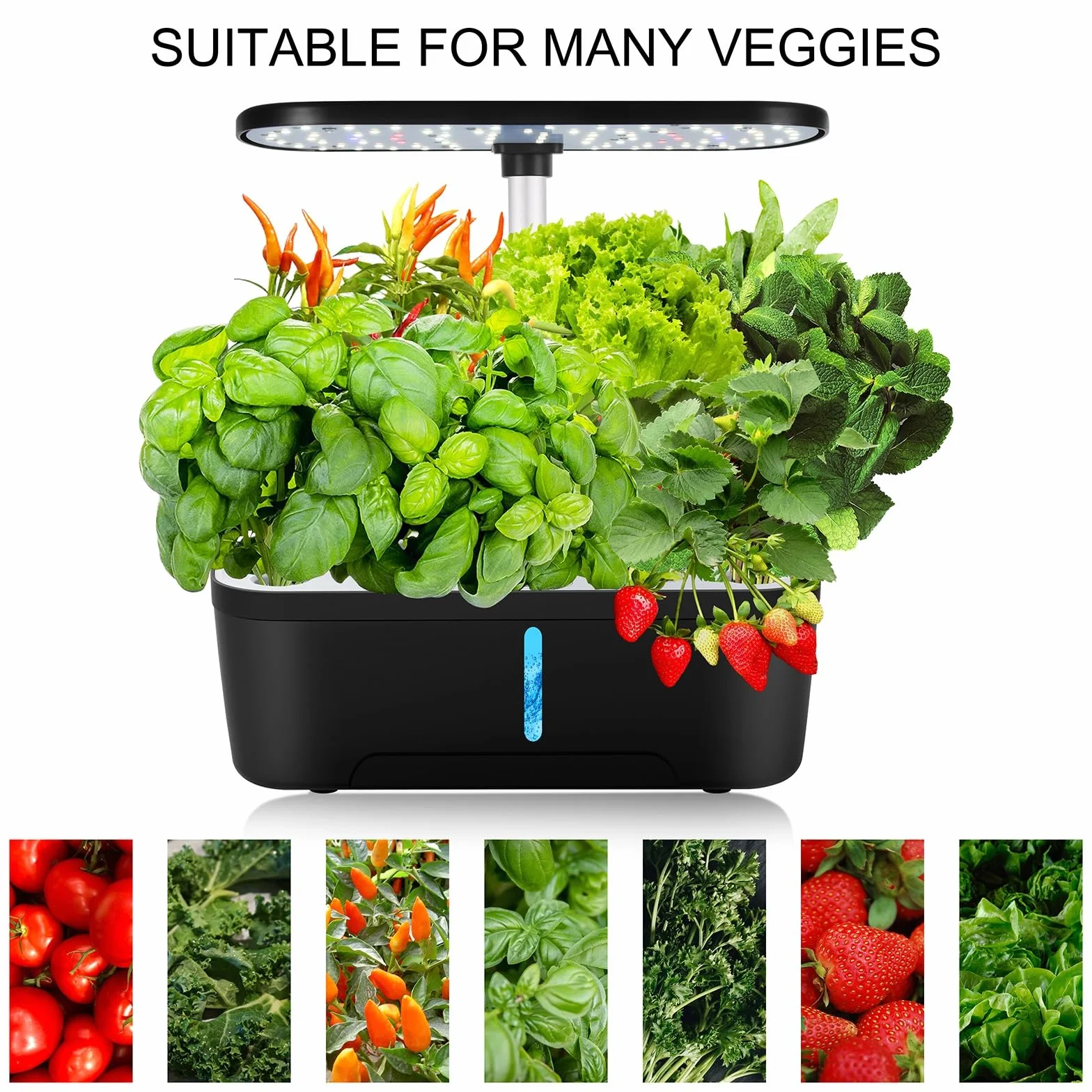 12 Pods Hydroponics Growing System, Indoor Herb Garden with LED Grow Light, Plants Germination Kit with Automatic Timer, Smart Garden Planter, Height Adjustable, for Home & Kitchen Gardening