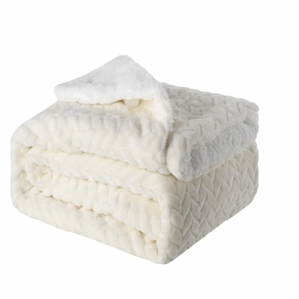 Facecloth Thickened Blanket Lambswool Layer Thickened Leaf Warm Covering Blanket(B)