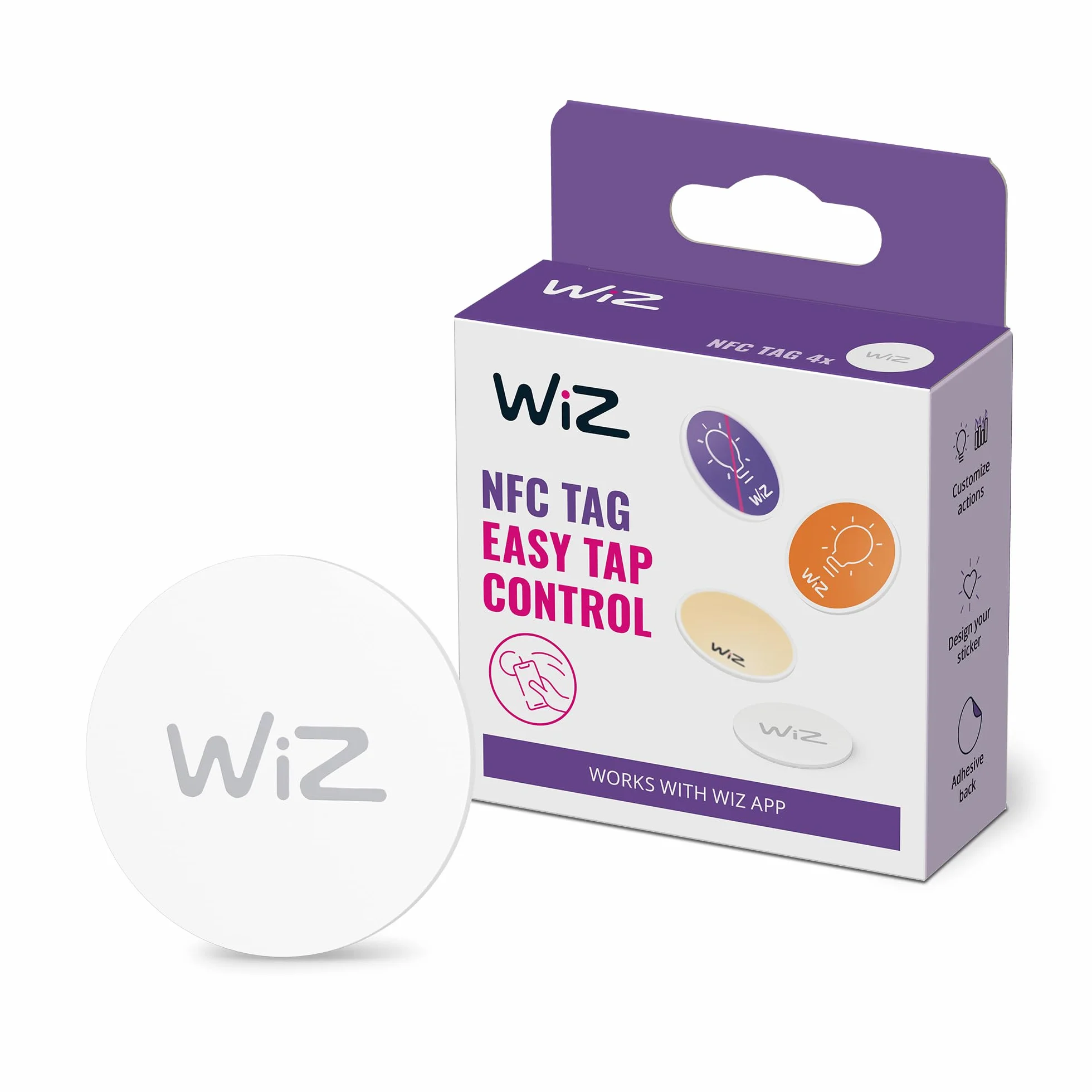WiZ TAG NFC, Inteligentne Oświetlenie LED, Łatwe Sterowanie za Pomocą Jednego Dotknięcia