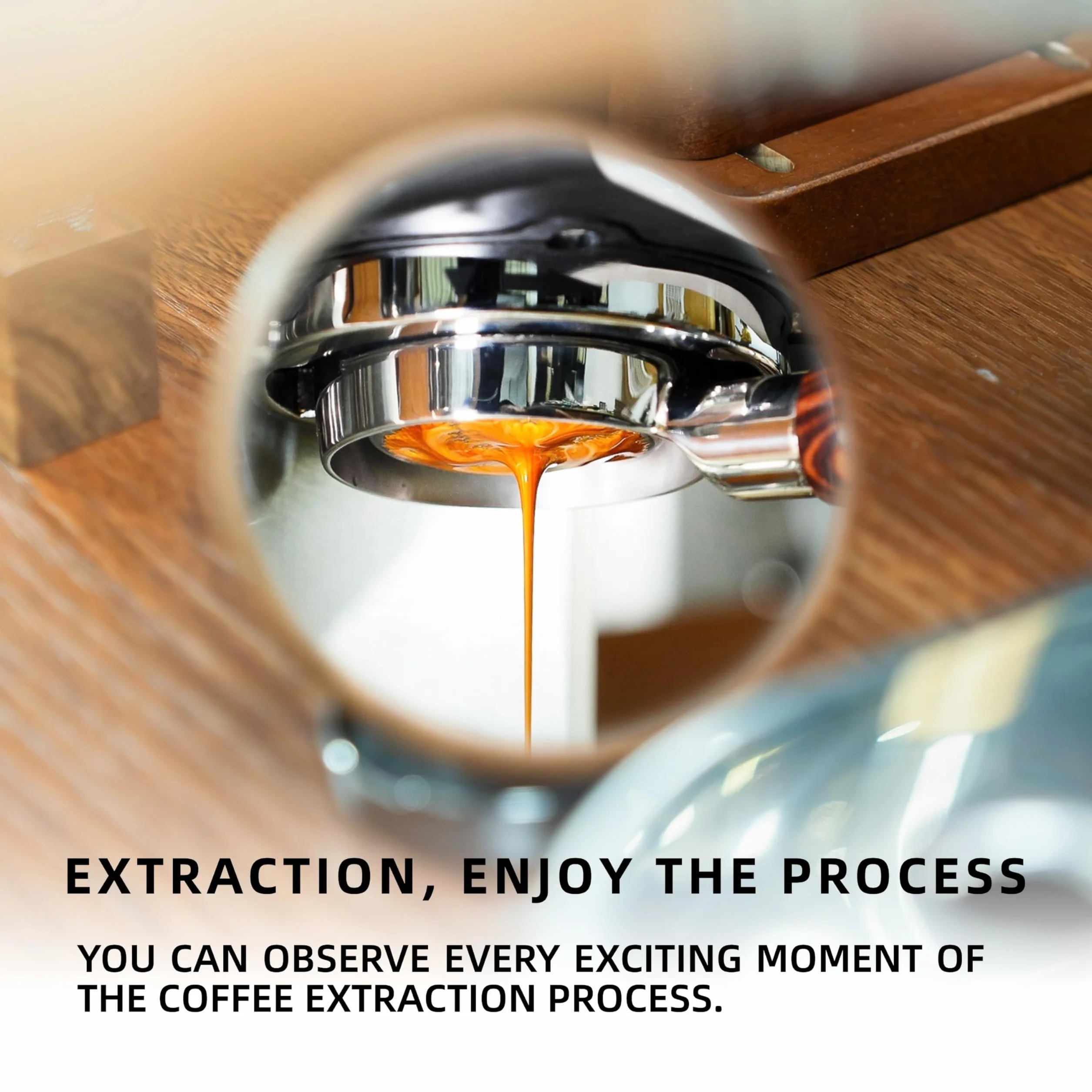 NEOUZA Lustro Espresso Shot | regulacja pod wieloma kątami | zdejmowana stopka magnetyczna | optymalna obserwacja ekstrakcji espresso (srebrne)