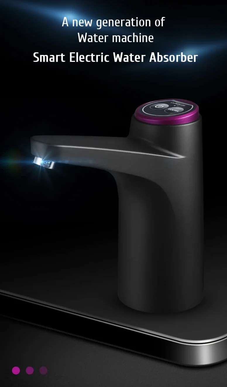 Elektryczna pompa wody beczkowej, inteligentne ładowanie przez USB, automatyczny dozownik do wody oczyszczonej pod ciśnieniem. Łatwa do uniwersalnych butelek 3-5 galonów (18,5 l)