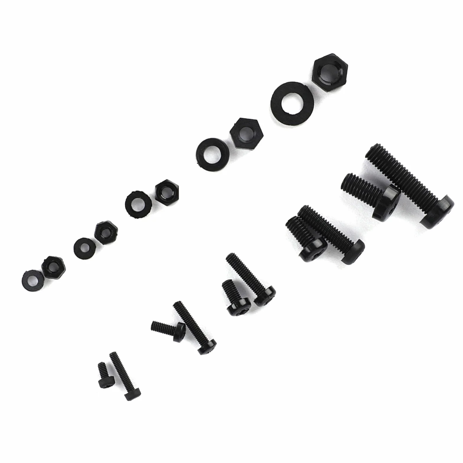 270 Sztuk/pudło M2/M2.5/M3/M4/M5 Nylon Śruba Nakrętka Podkładka Zestaw Asortymentu Łączniki Sprzętowe ze Śrubą Schowek(Czarny zestaw śrub nylonowych 270 sztuk)