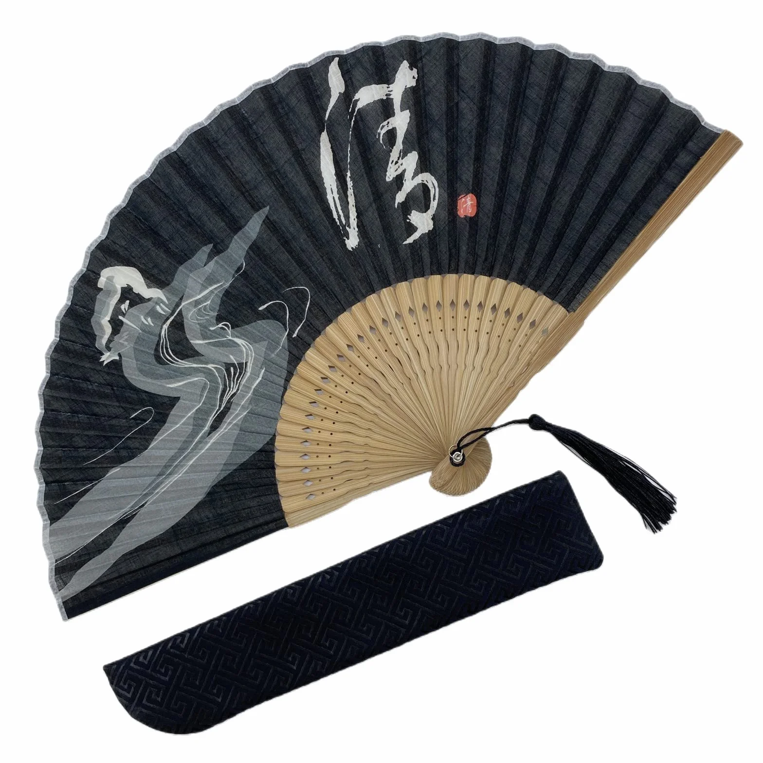 Eastern Wind Balck Japoński jedwabny ręczny składany wachlarz. Ręczny składany wentylator rave 21 cm