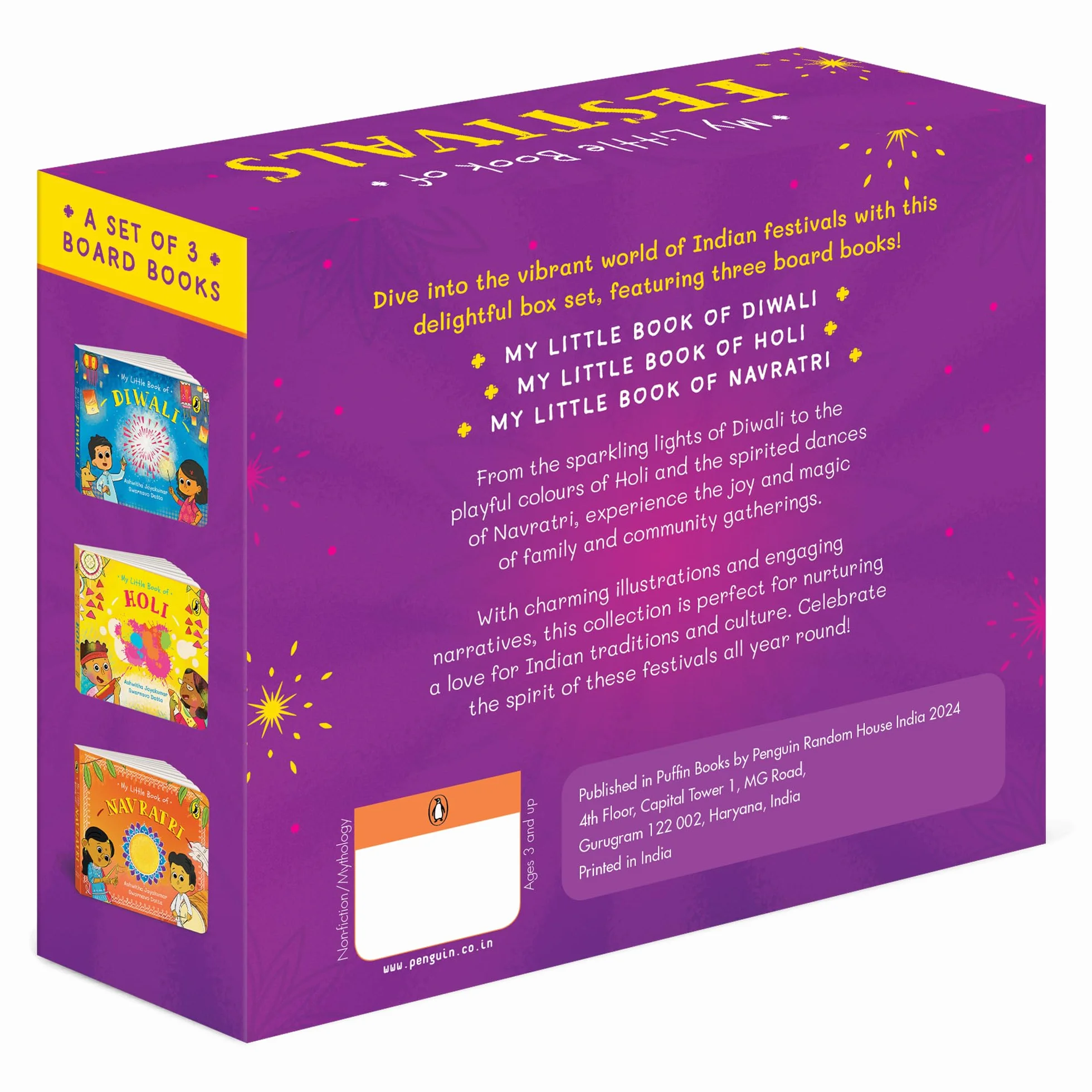 My Little Book of Festivals (Boxset): Illustrated Board Books on the Indian Festivals of Diwali, Holi and Navratri Hindu Mythology for Kids Age 3+