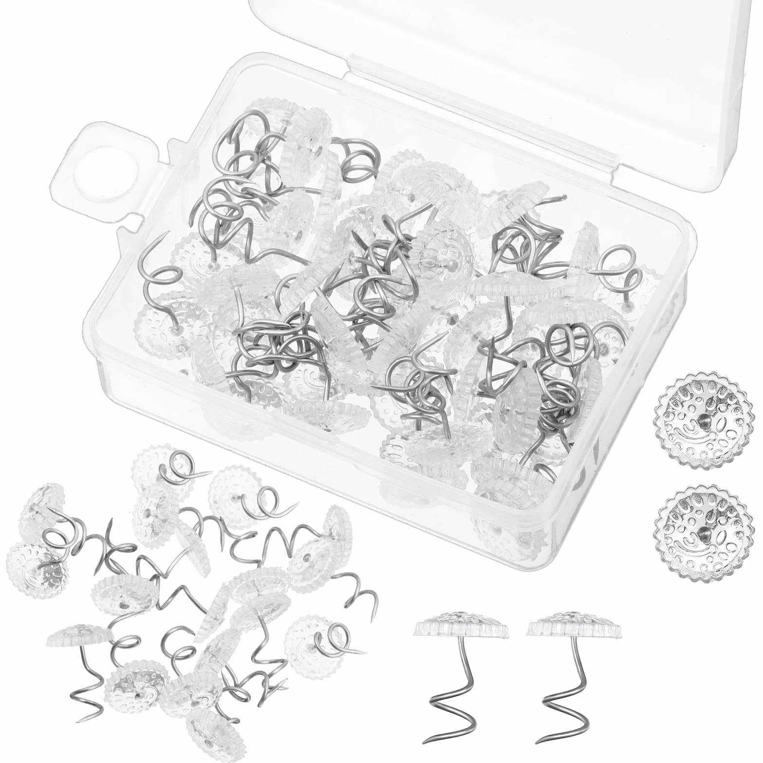 50 sztuk kołków do łóżka, uchwyty na kołdrę, 10 mm, przezroczyste szpilki do tapicerki, obrotowe, przezroczyste główki róż, kołder, klipsy do tapicerki, spódnice łóżka, antypoślizgowe mocowania mebli