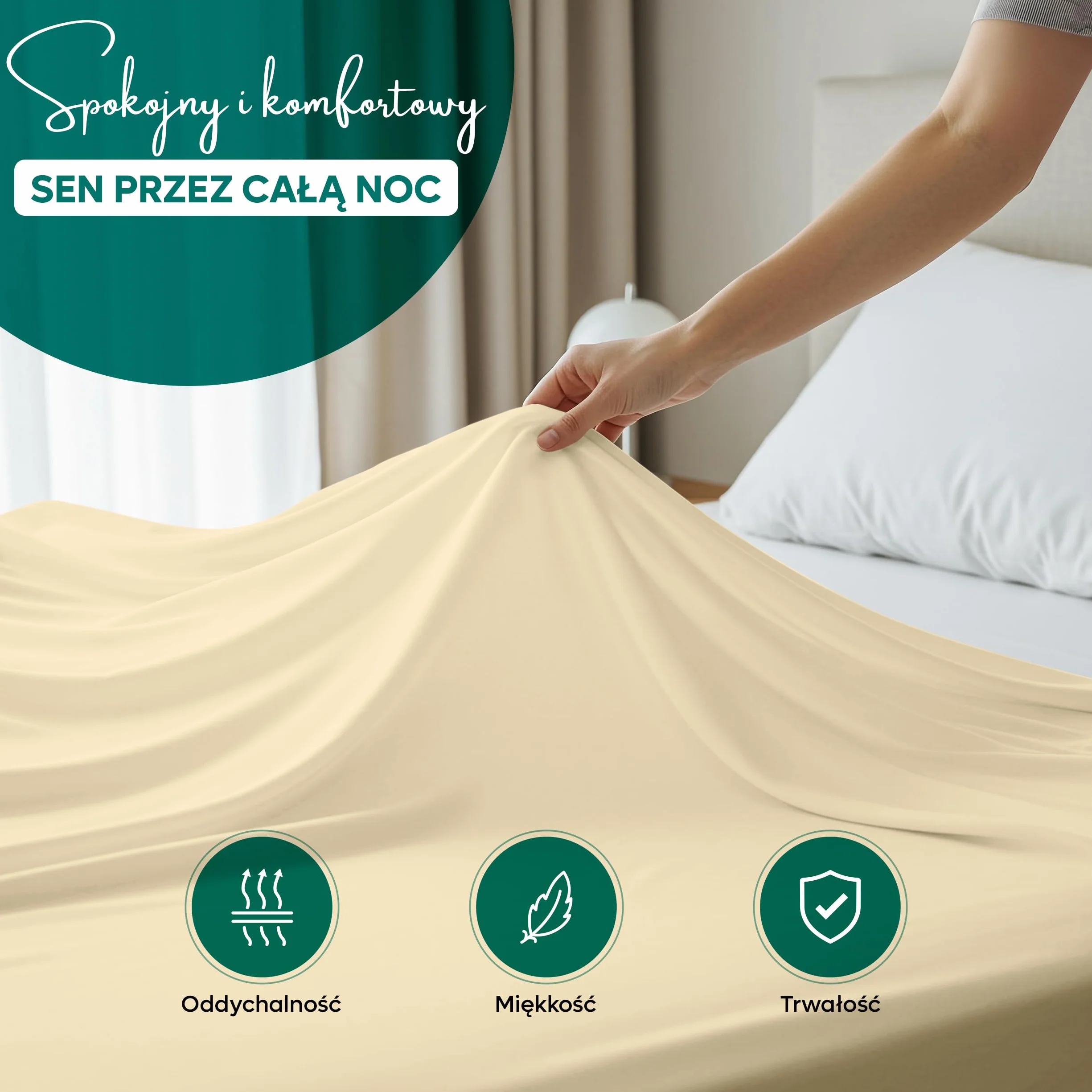 Utopia Bedding - Płaskie Prześcieradło Podwójne (225 x 255 cm, Beige) - Soft Brushed Microfiber Fabric - dla rozmiaru łóżka 135 x 190 cm