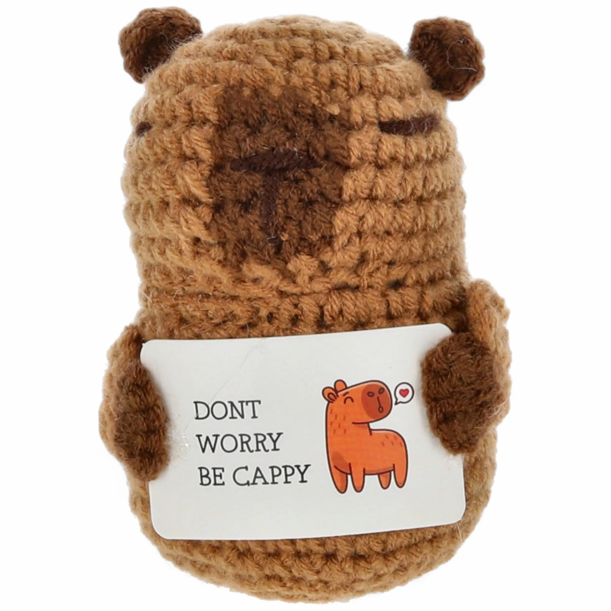 MIJOMA Talizman Positive Friends – ręcznie wykonane figurki szydełkowe z motywującymi przesłaniami, idealny jako upominek, towarzysz odwagi (Capybara - Don't Worry)