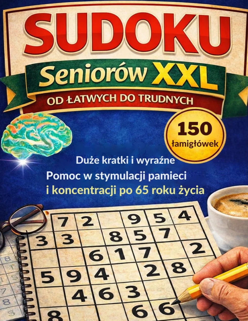 Sudoku dla Seniorów XXL: 150 łamigłówek Sudoku – duże kratki – od łatwych do trudnych – trening mózgu dla osób 65+