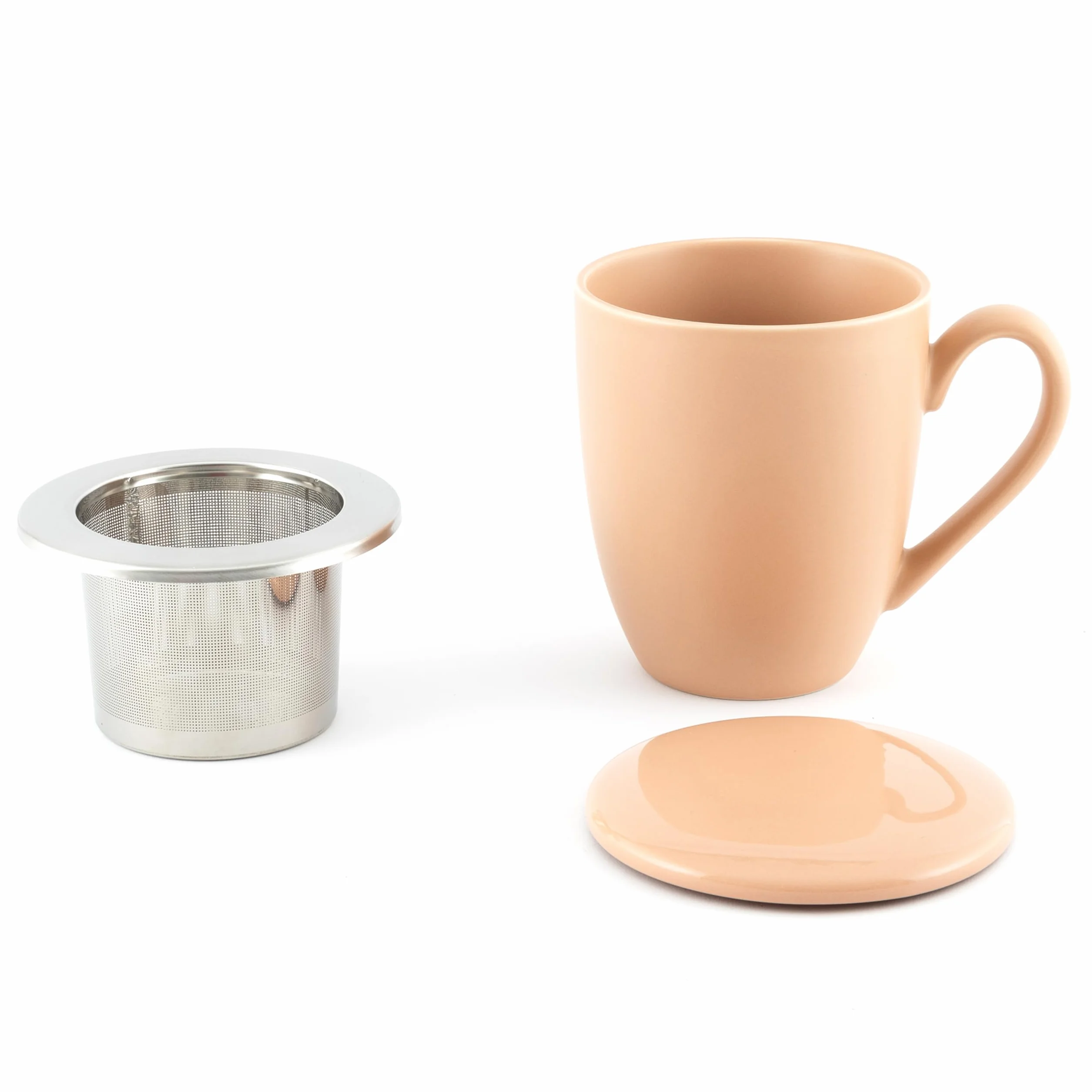 Hanseküche Filiżanka do herbaty z pokrywką i sitkiem – XXL kubek do herbaty 600 ml – duża filiżanka do herbaty ceramiczna – filiżanka Jumbo z pokrywką, ceramiczny, filtr do herbaty, sitko do herbaty