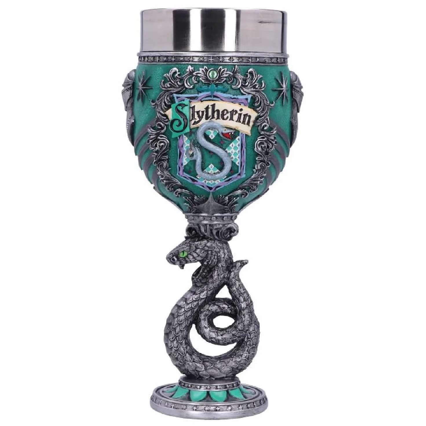 Nemesis Now Harry Potter Kolekcjonerski Kielich, Żywica, Zielony Srebrny, 19,5 cm