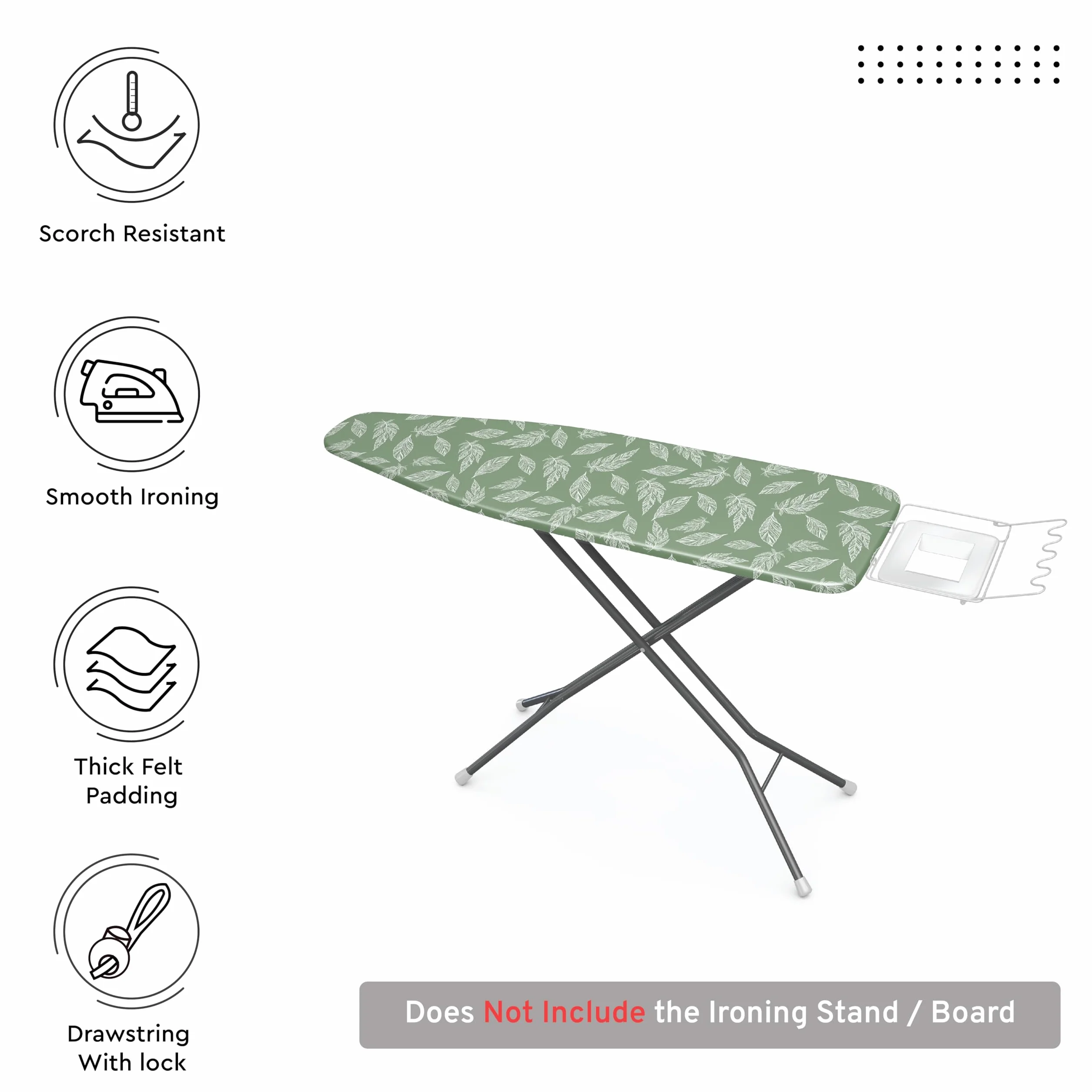 Encasa Homes Zapasowy pokrowiec na deskę do prasowania z wyściółką filcową 3 mm, wzmocniony sznurkiem (pasuje do standardowych desek do prasowania XL o wymiarach 135 x 45 cm), odbijający ciepło, z