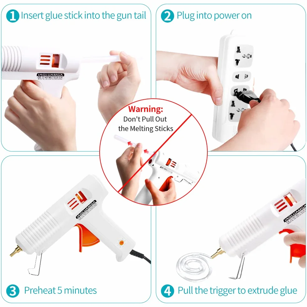 Pistolet do klejenia na gorąco z wkładami do kleju, 100 W, regulacja temperatury, narzędzie do naprawy ręcznej, pistolet do klejenia dla majsterkowiczów, projektów artystycznych i