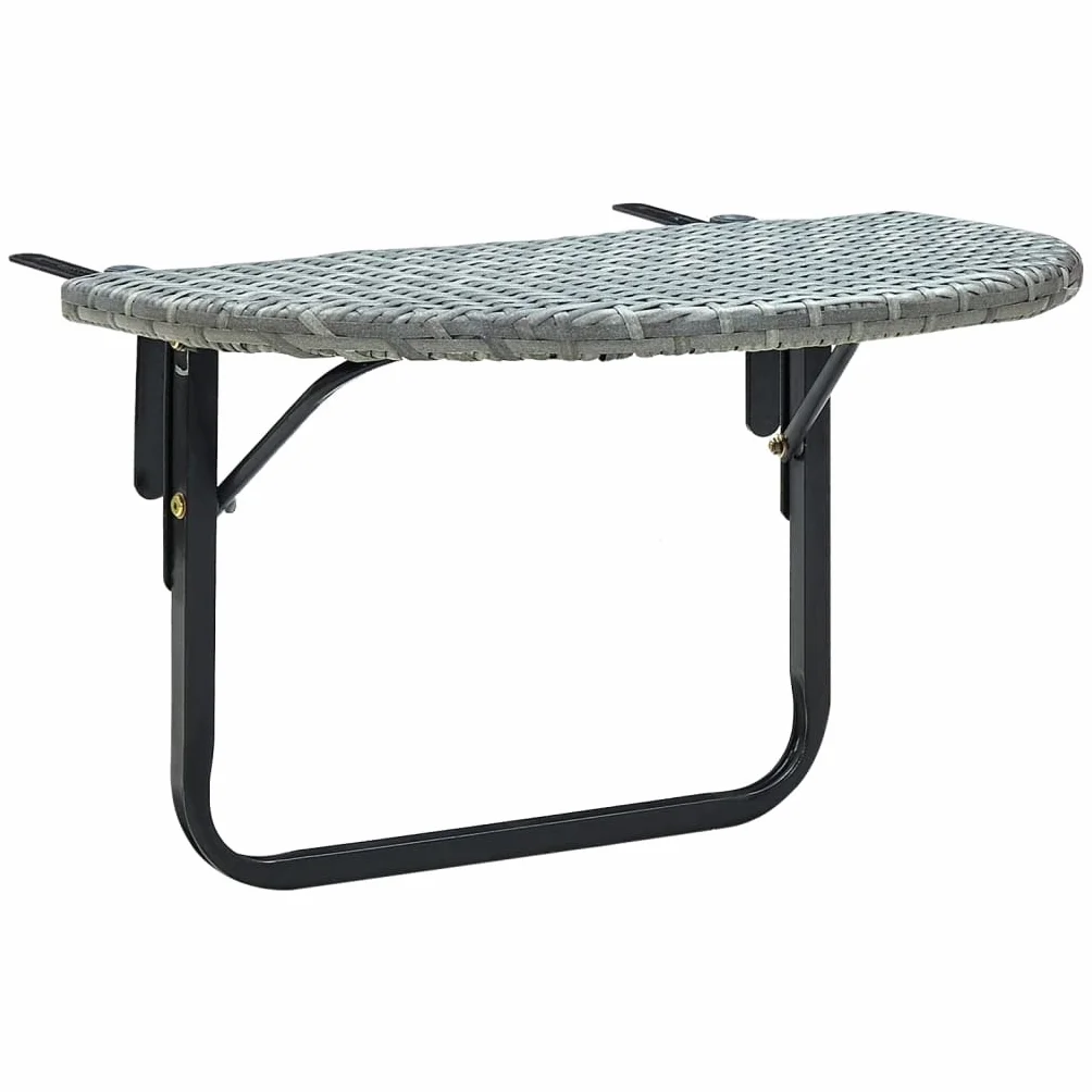 vidaXL Stolik balkonowy, szary, 60x60x40 cm, rattan PE