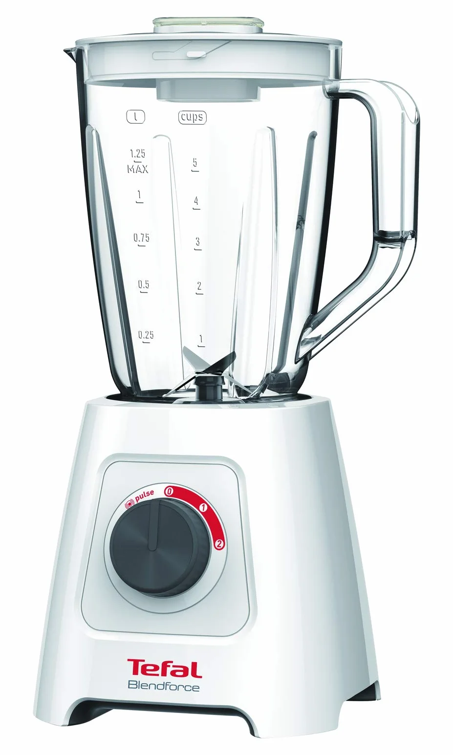 TEFAL Blendforce 2 BL420131 Blender kielichowy stojący, Biały o mocy 600 W, 2 prędkości blendowania, Funkcja kruszenia lodu