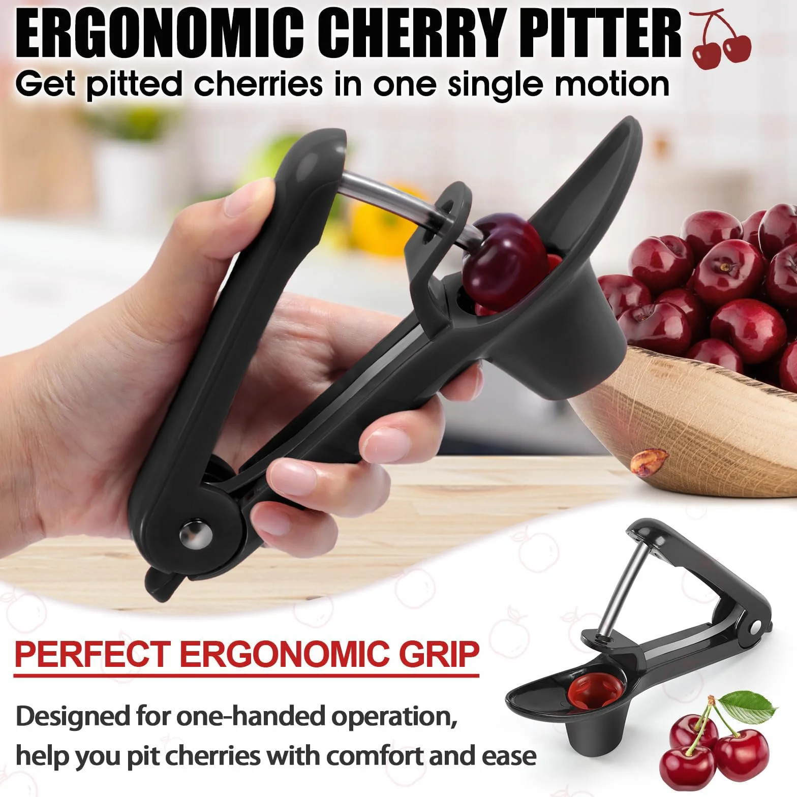 Drylownica do wiśni ze stali nierdzewnej Cherry Corer czarna