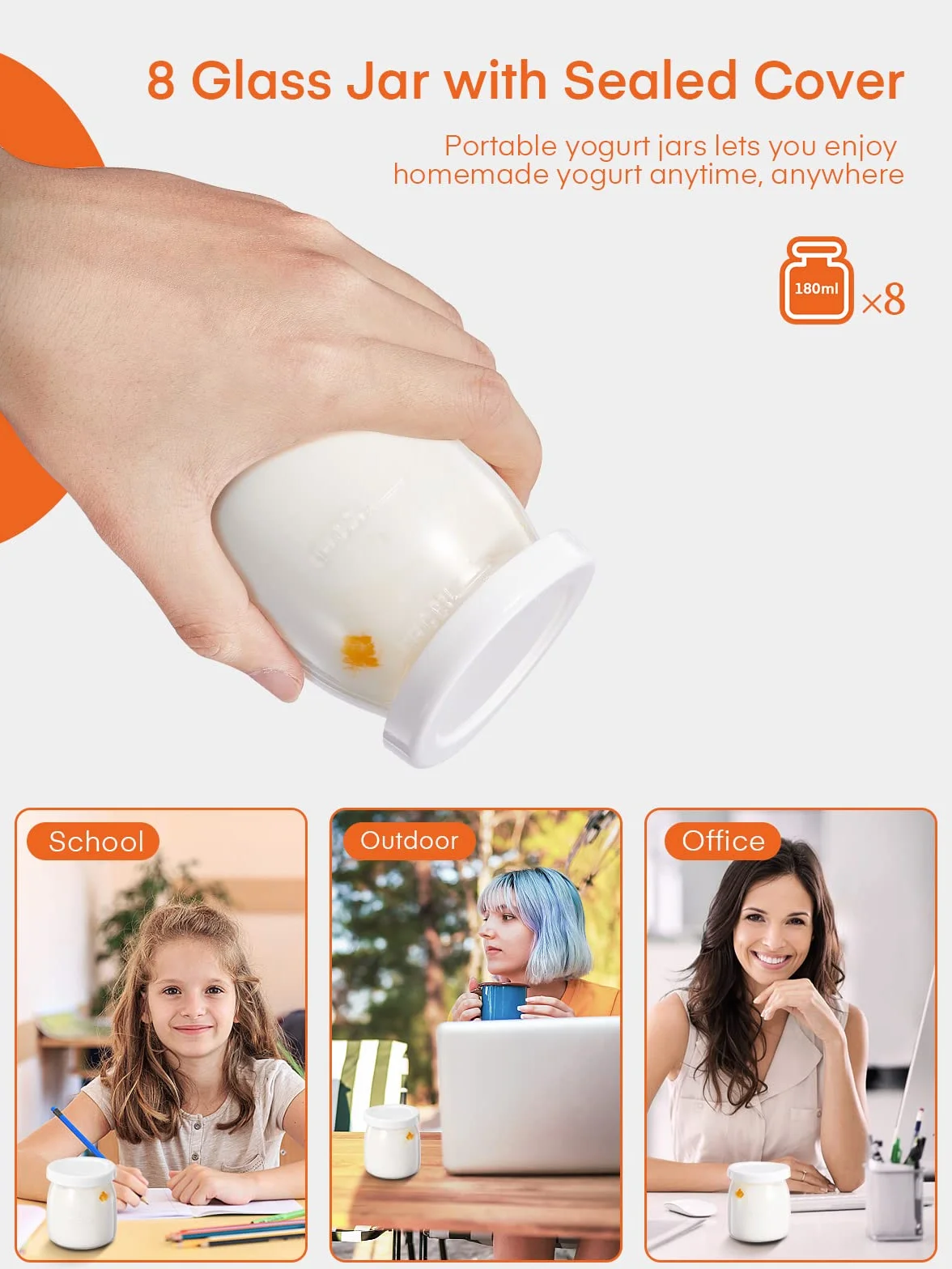 Grecka maszyna do jogurtu z 8 szklankami, wyświetlacz One-Touch