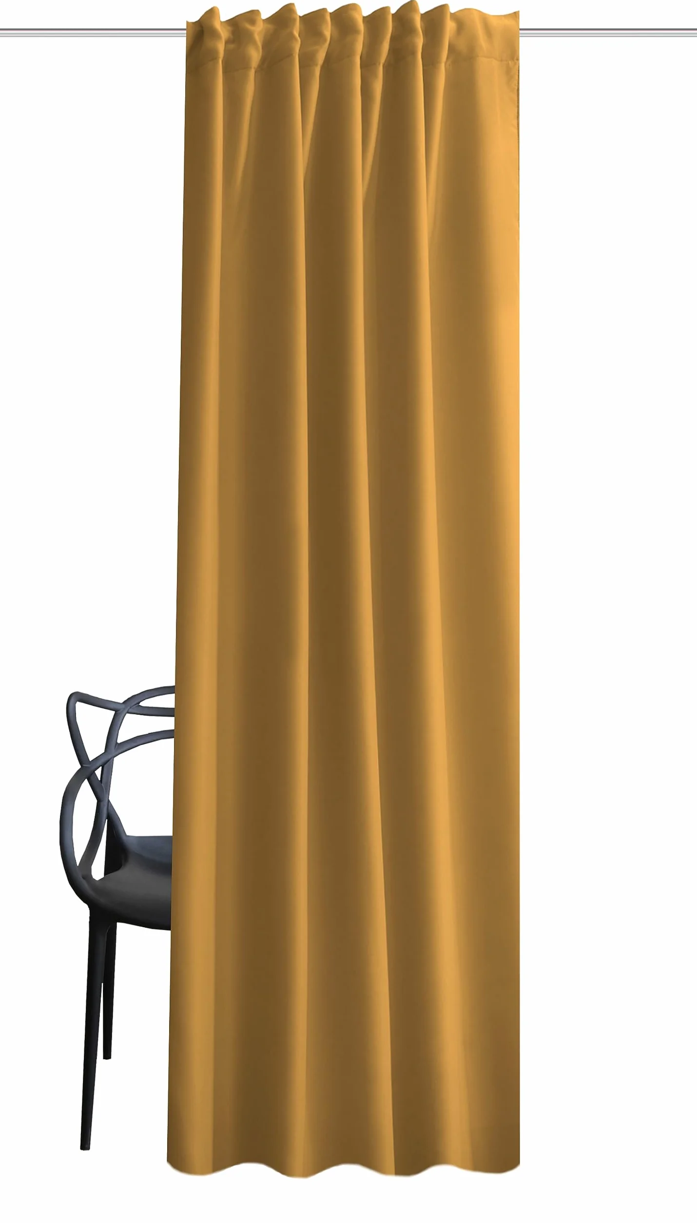 HOMEbasics ACUSTICO zasłona akustyczna, ochrona przed hałasem, wysoką temperaturą, zimnem i przeciągami + zaciemniająca, curry, 245 x 135 cm