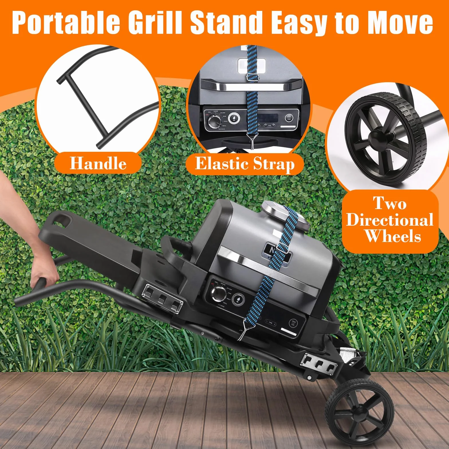 GFTIME Stojak do grilla Ninja Woodfire, składany wózek do grilla Ninja OG701, Traeger Ranger, do Pit Boss, Blackstone Griddle