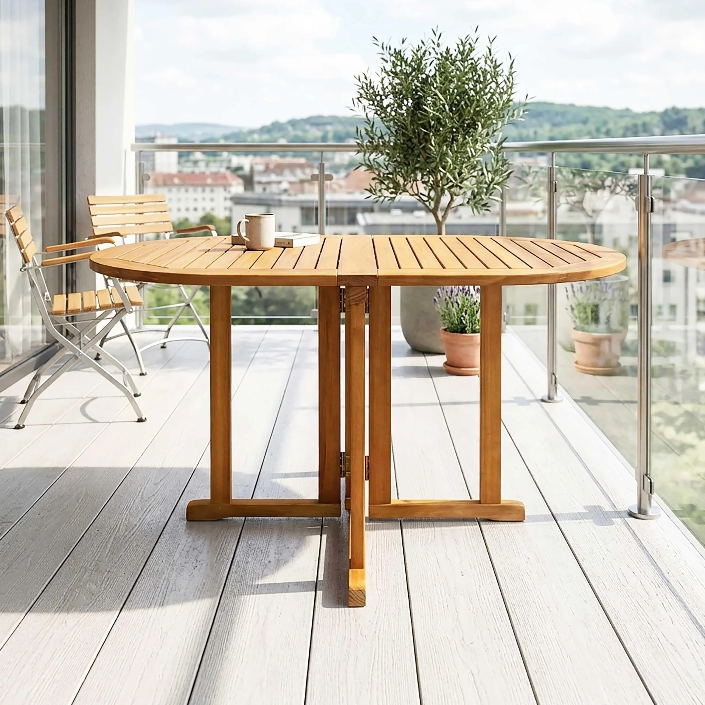 Spetebo Stół ogrodowy z drewna eukaliptusowego, składany, 120 x 70 cm, owalny, lite drewno, stół do jadalni, okrągły, olejowany, na balkon, do ogrodu, na taras, balkon, do użytku na zewnątrz