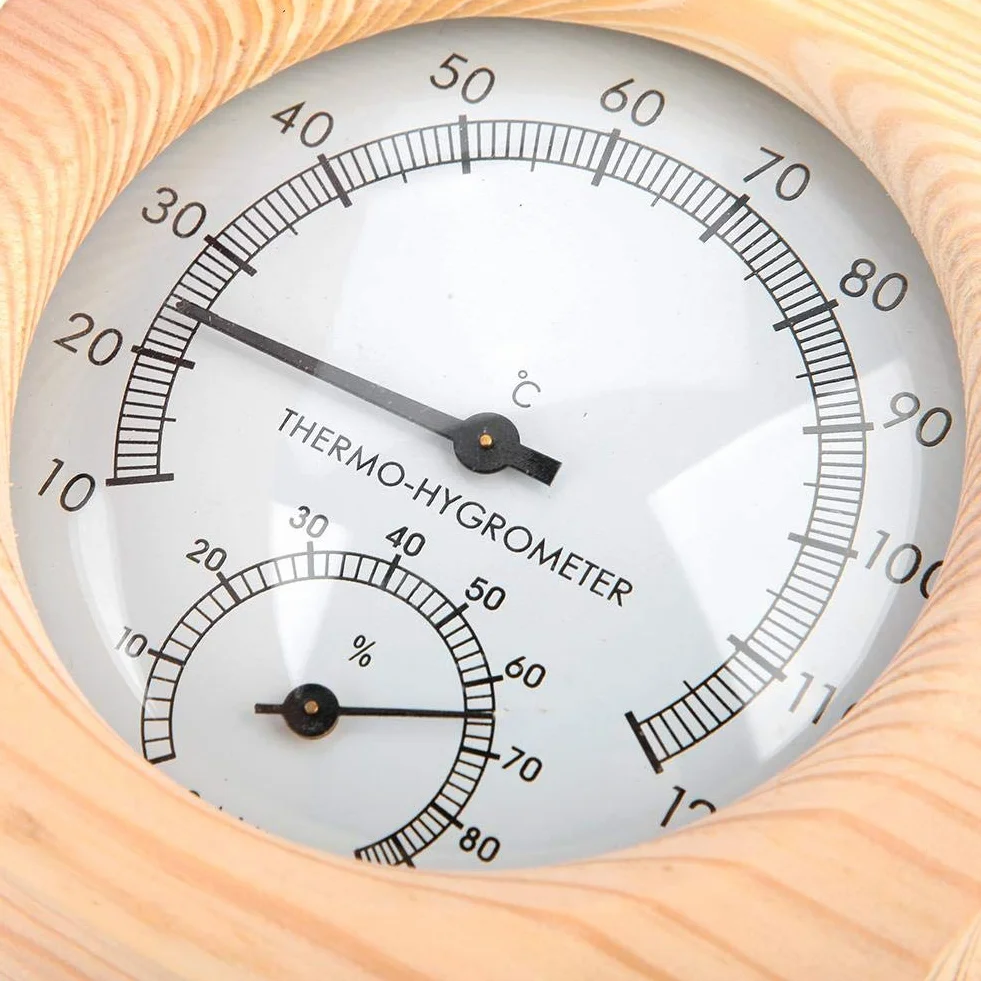 Fdit Drewniana sauna higrotermograf termometr higrometr Sauna pokój z drewna jodłowego Dial miernik temperatury wilgotności Monitor wewnętrzny