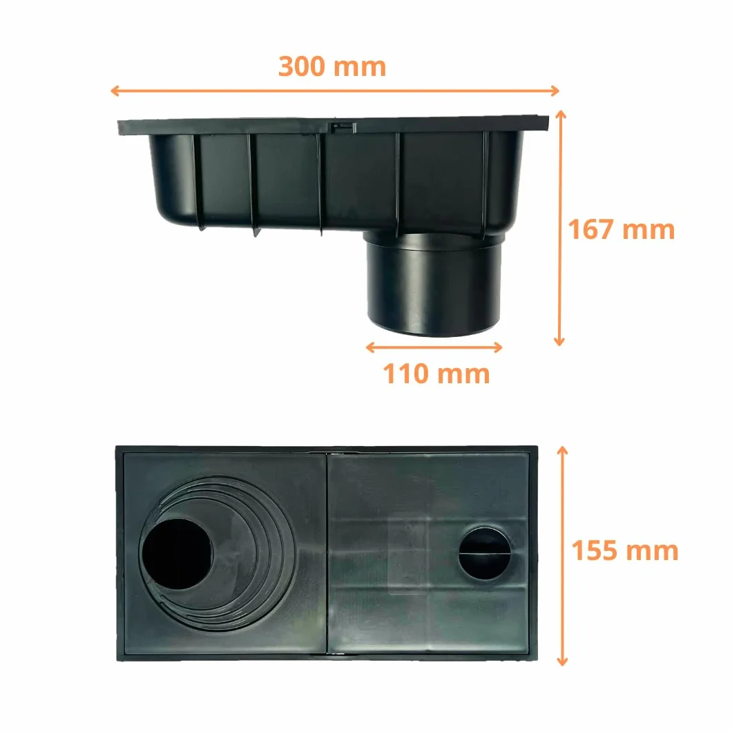 6 sztuk odpływu wody deszczowej od 50 mm do 110 mm z sitkiem, odpływ wody deszczowej DN110, czarny, filtr do wody deszczowej, uniwersalny do różnych rozmiarów rur