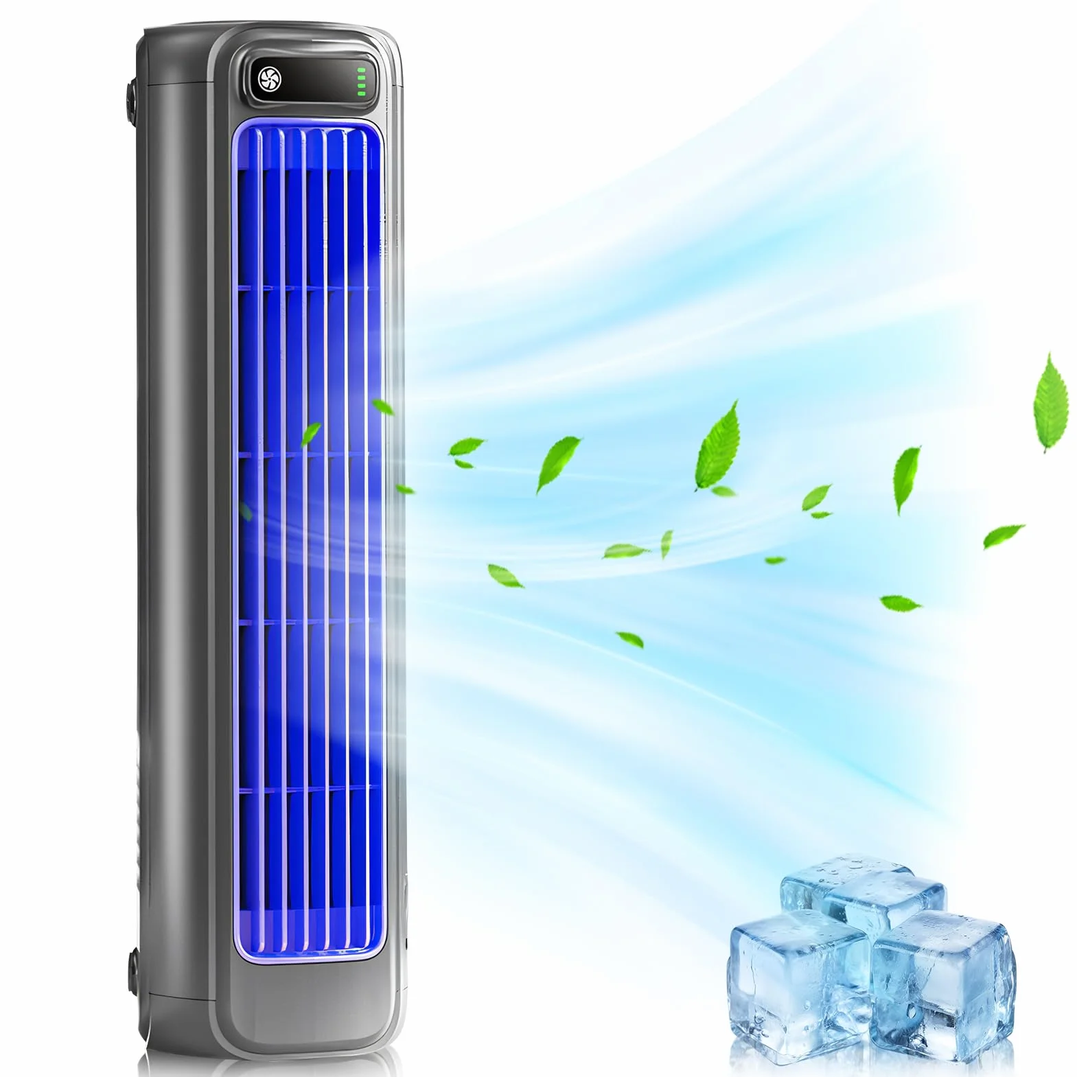 Outfany Cooling Ace, przenośny klimatyzator, wentylator chłodzący, cichy, z 3 prędkościami, ładowany, do biura, pokoju (kolor szary)