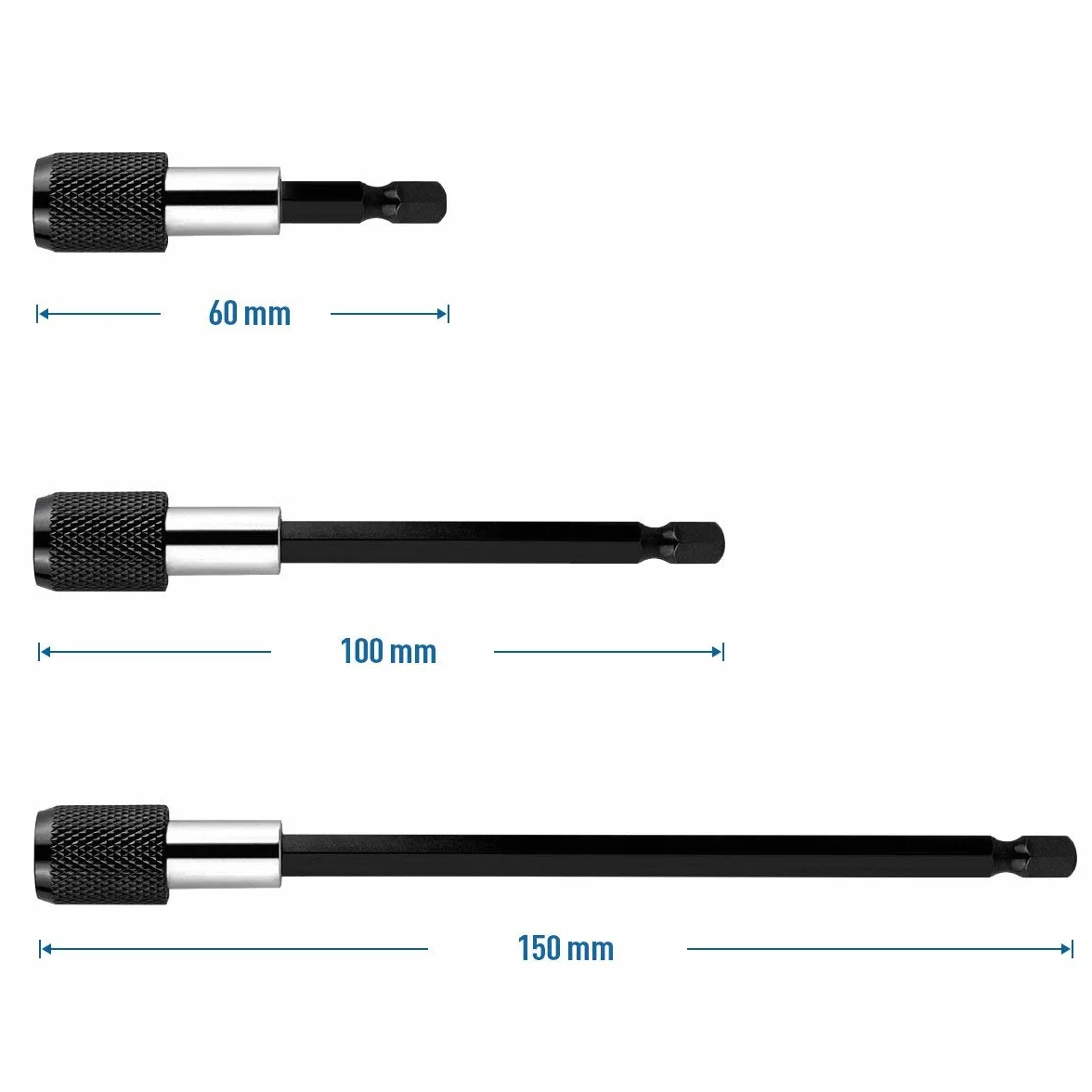 QWORK® 3 szt. 1/10.2 cm sześciokątny uchwyt na wkrętak nasadowy, magnetyczny zestaw adapterów przedłużających do śrub, nakrętek, wiertarki, sterownika, zestawu wierteł i sterownika ręcznego
