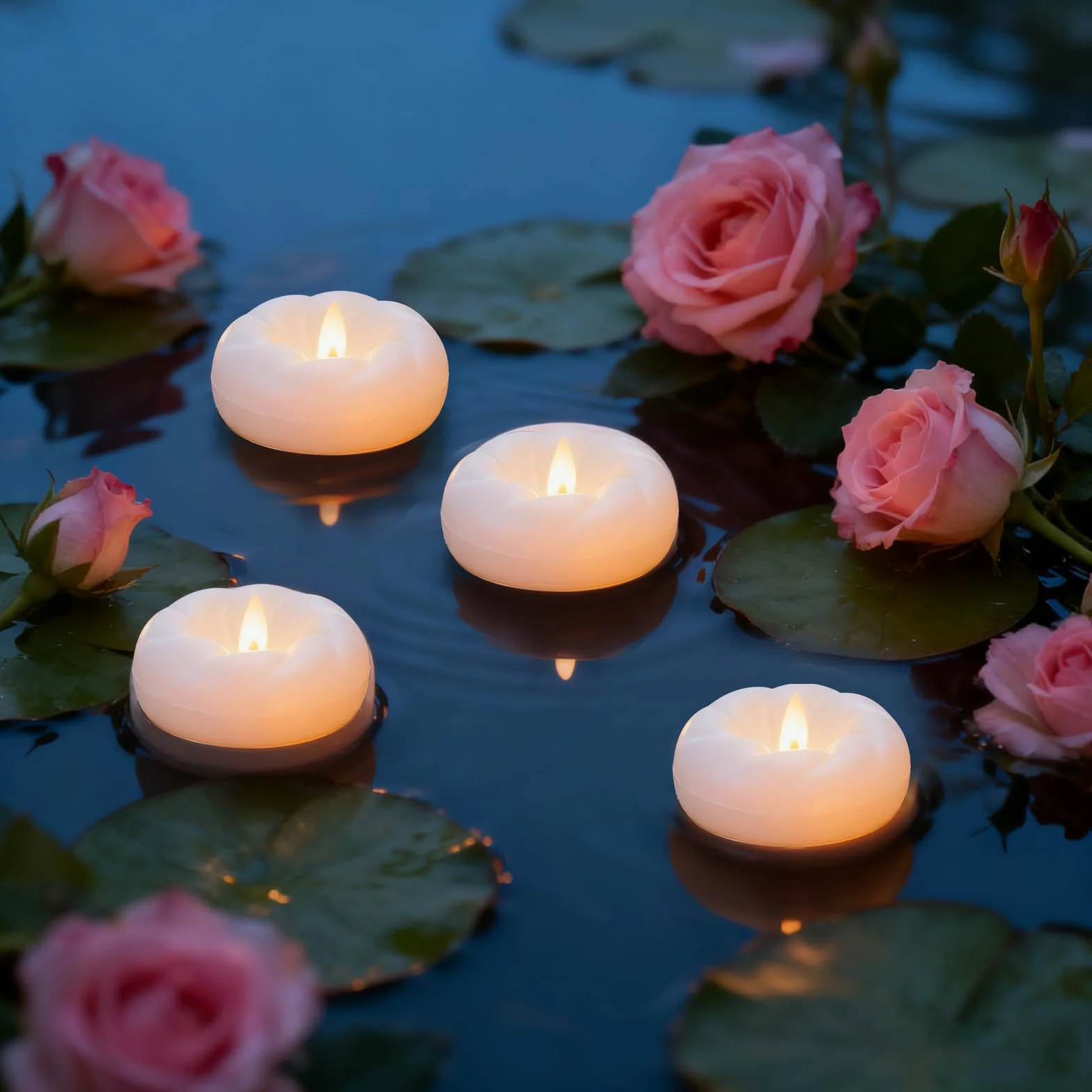HENGBIRD 6 Sztuk Pływających Świec LED Typu Tealight, 5,5 cm, Wodoszczelne, Zasilane Bateriami, Bezpłomieniowe, w Kształcie Kwiatu do Romantycznego Centrum Weselnego, Łazienki, Basenu