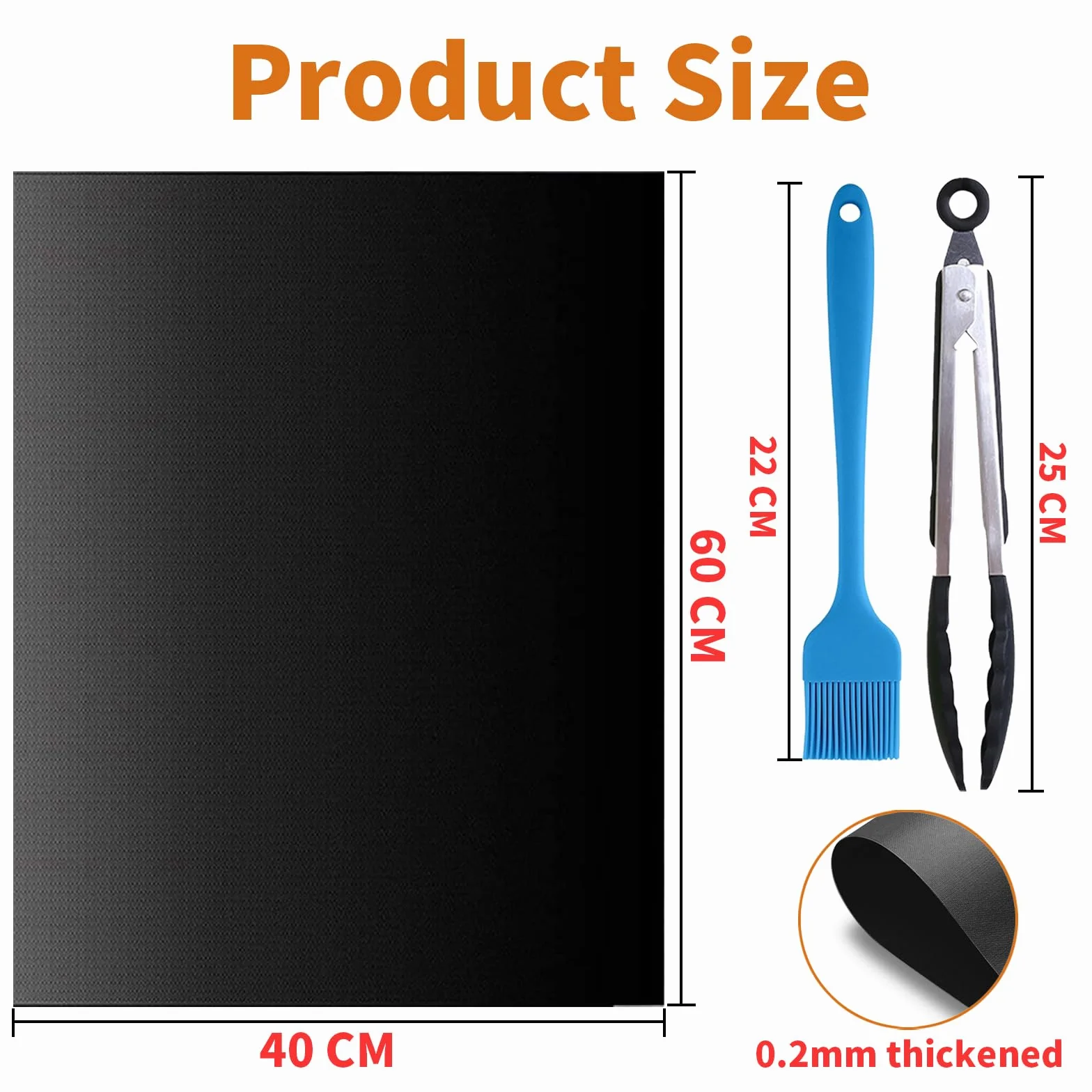 Zestaw 5 mat grillowych BBQ do grilli gazowych 60 x 40 cm, nieprzywierająca płyta grillowa wykonana z teflonu, papier do pieczenia wielokrotnego użytku z pędzelkiem i klipsem
