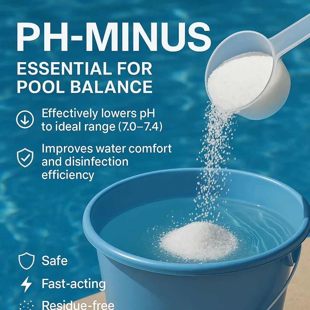 Granulat pH minus 500 g w wiaderku obniża wartość pH w basenie, płyn do pielęgnacji wody z hydromasażem zapewnia krystalicznie czystą wodę, idealny do wszystkich rodzajów basenów, łatwe dozowanie 0,5