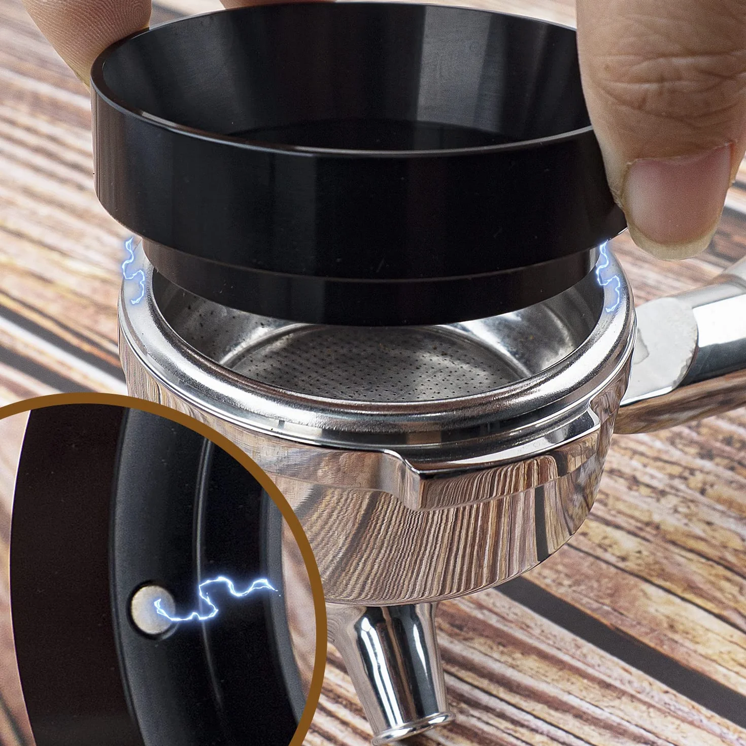 Pierścień dozujący 58 mm sitko do kawy lejek espresso czarny