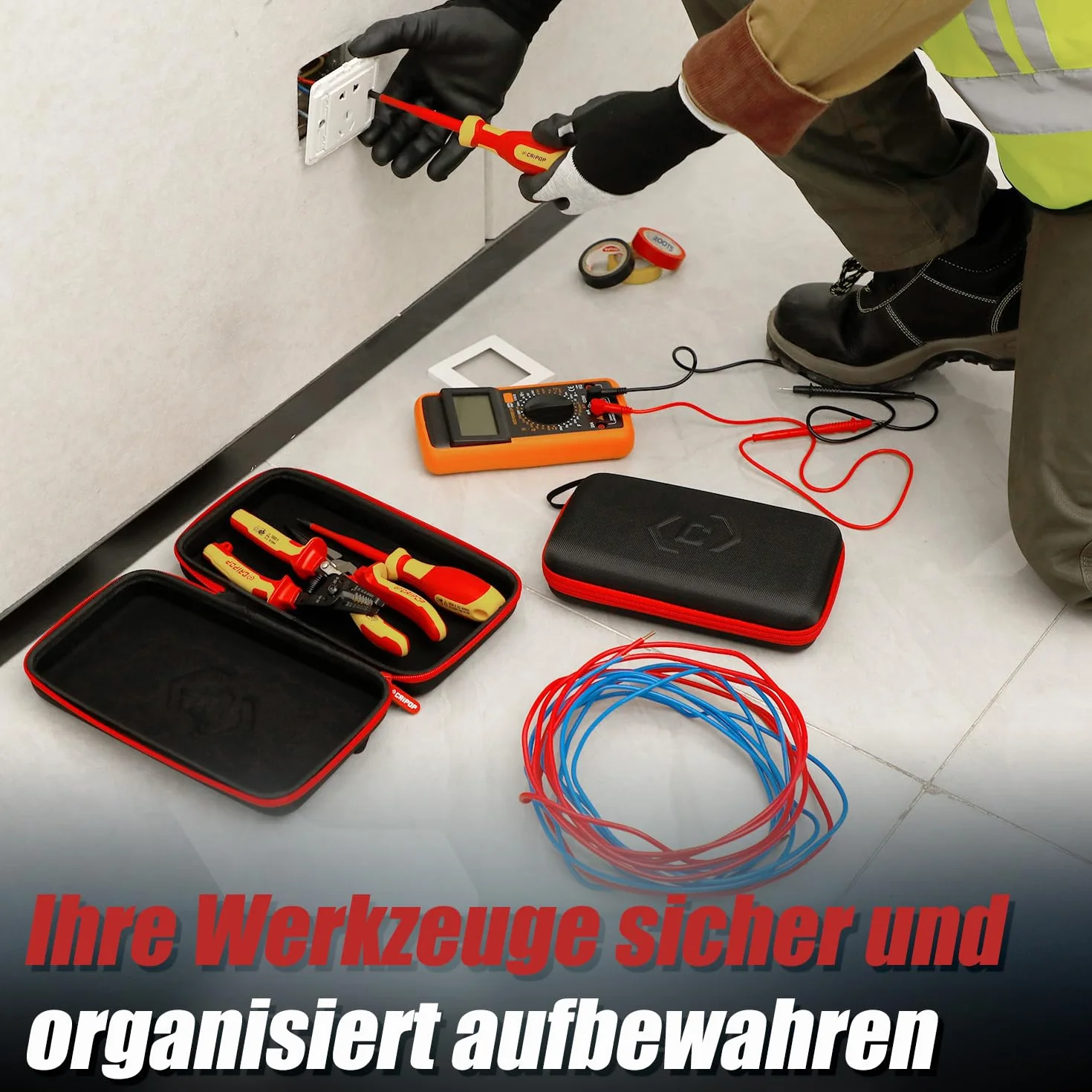 CIRPOP 2-częściowy zestaw małych przenośnych toreb na narzędzia – (27 cm + 23 cm) twarde etui EVA z zamkiem błyskawicznym – odporny na ścieranie organizer do przechowywania narzędzi i akcesoriów