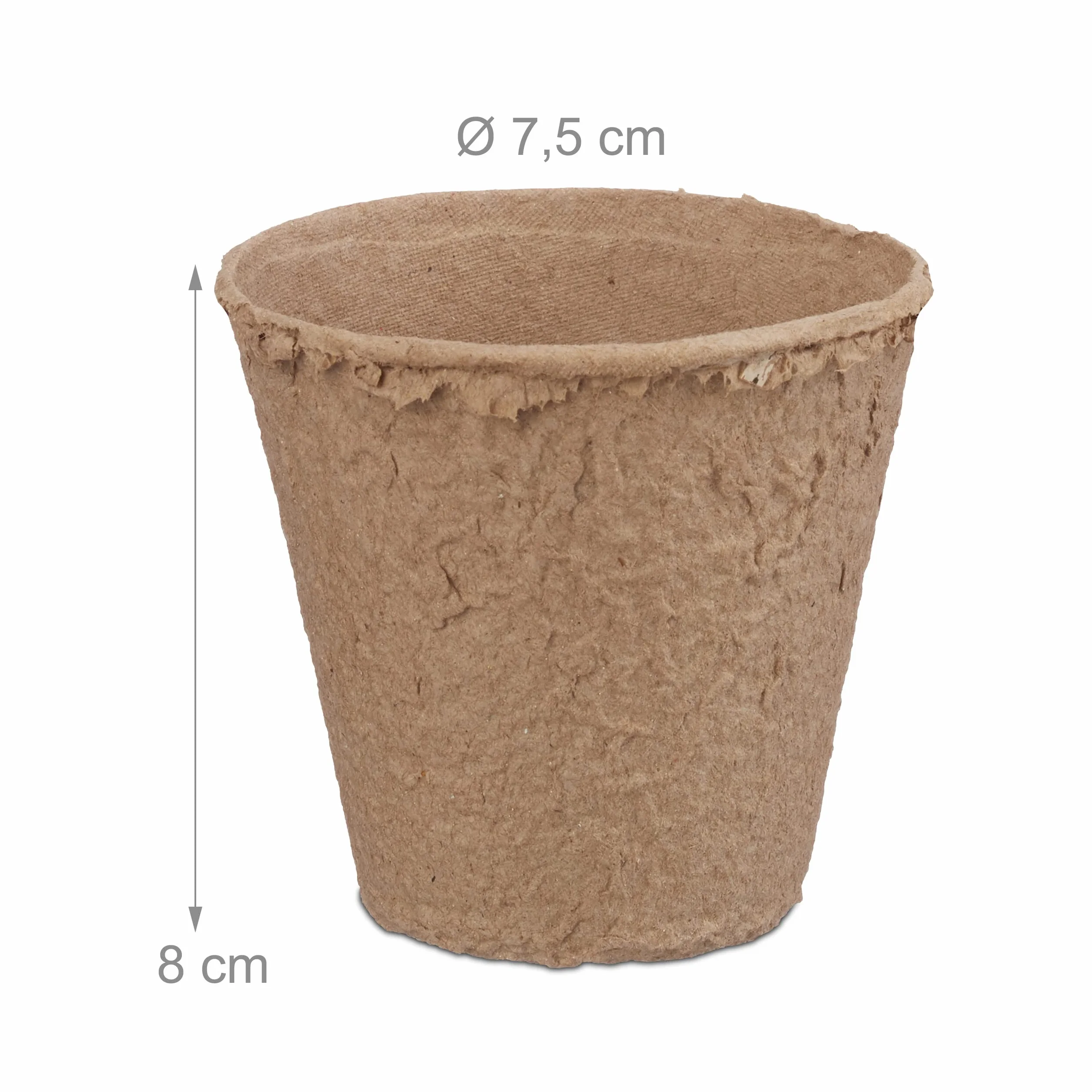 Relaxdays Doniczki w zestawie, biodegradowalne, dla roślin, 80 sztuk doniczek, celuloza, okrągłe, 8 cm, beżowe