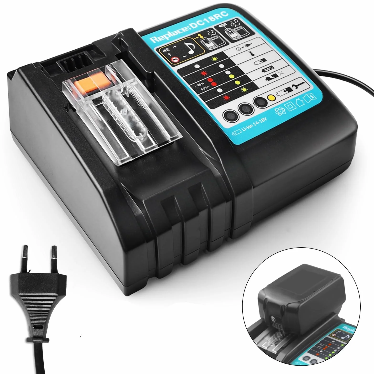 Ładowarka do akumulatorów 18V DC18RC Szybka ładowarka Kompatybilna z Makita 14,4 V i 18 V Li-Ion Zastępczy akumulator BL1815 BL1830 BL1840 BL1850 BL1860 BL1890 BL1415 BL1430 BL1440
