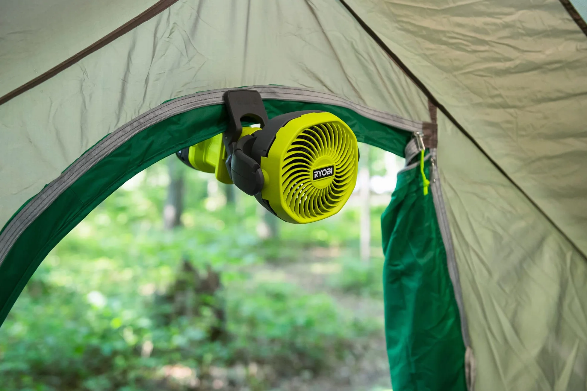 Ryobi RCF18-0 Bezprzewodowy Wentylator Zaciskowy ONE+, 18V, 10 cm Gołe Narzędzie, Hyper Green