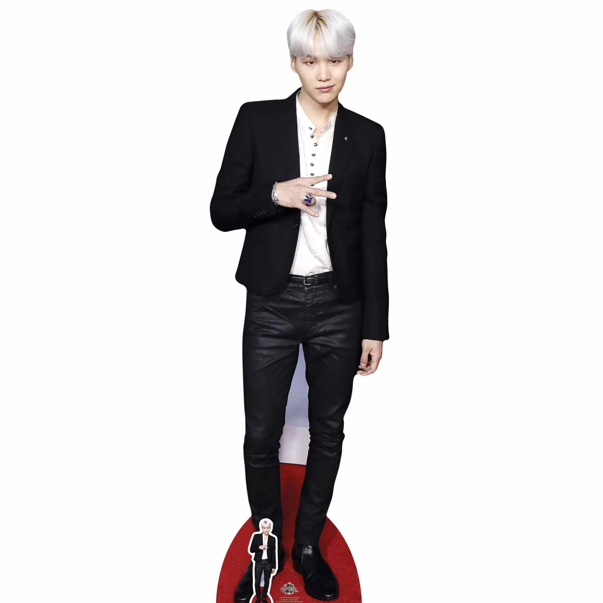 STAR CUTOUTS CS747 Lifesize kartonowe wycięcie na biurko Min Yoon-Gi (Suga) Bangtan Boys Standee, solidne, wielokolorowe
