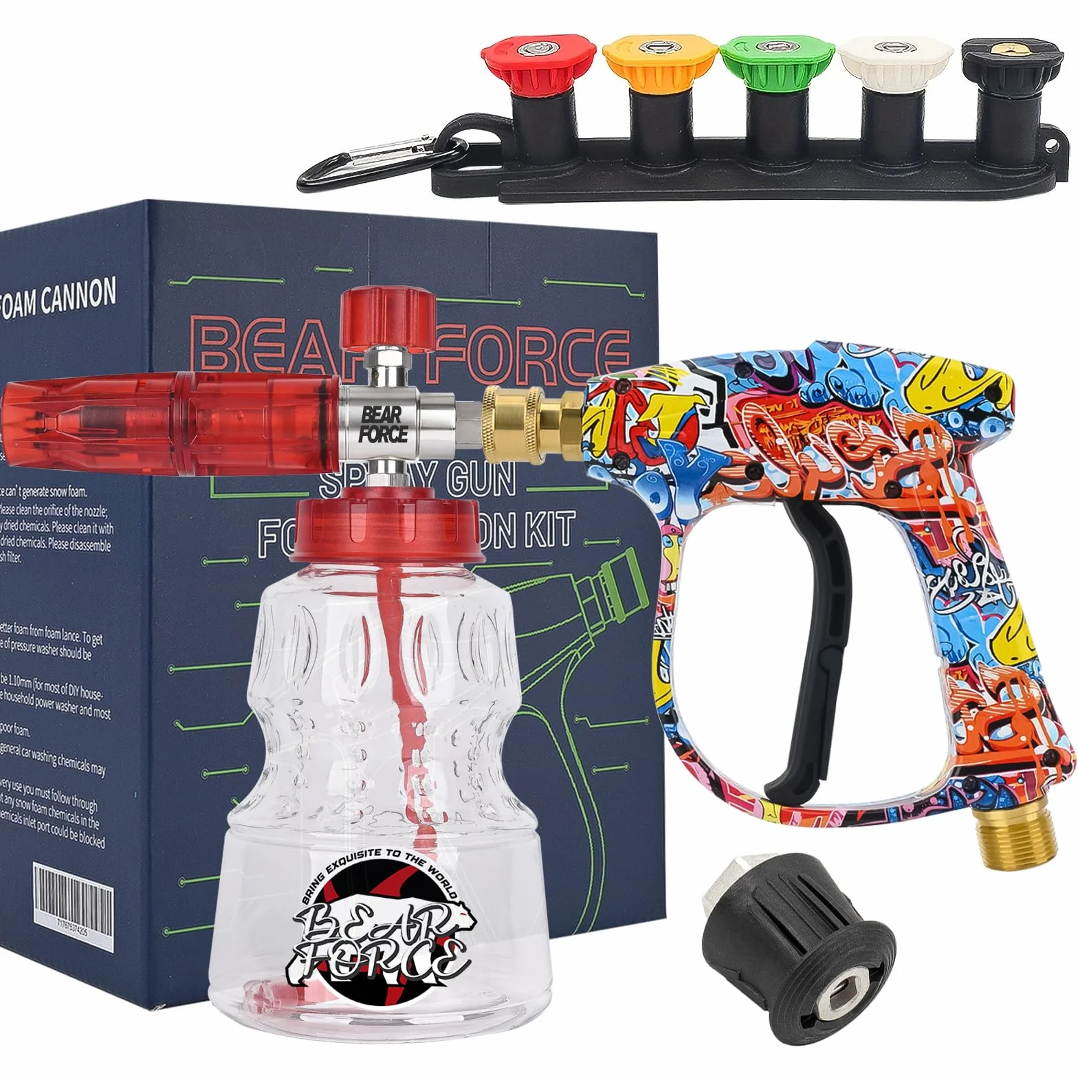 BEAR FORCE Pistolet natryskowy do myjki wysokociśnieniowej M22 – ID14 mm i 1/10.2 cm szybkozłączka do myjki ciśnieniowej Karcher K1 K2 K3 K4 K5 K6 K7 myjka ciśnieniowa, do mycia samochodu