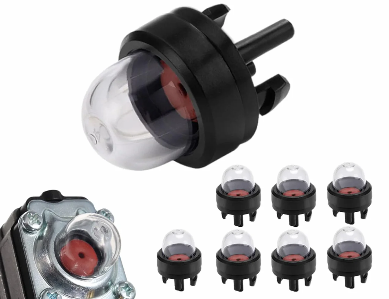 7 sztuk pompek typu Snap in Primer Bulb, pompa do gaźnika, żarówki paliwowe, uniwersalne akcesoria, do pił łańcuchowych, dmuchawy, trymerów, kosiarek spalinowych