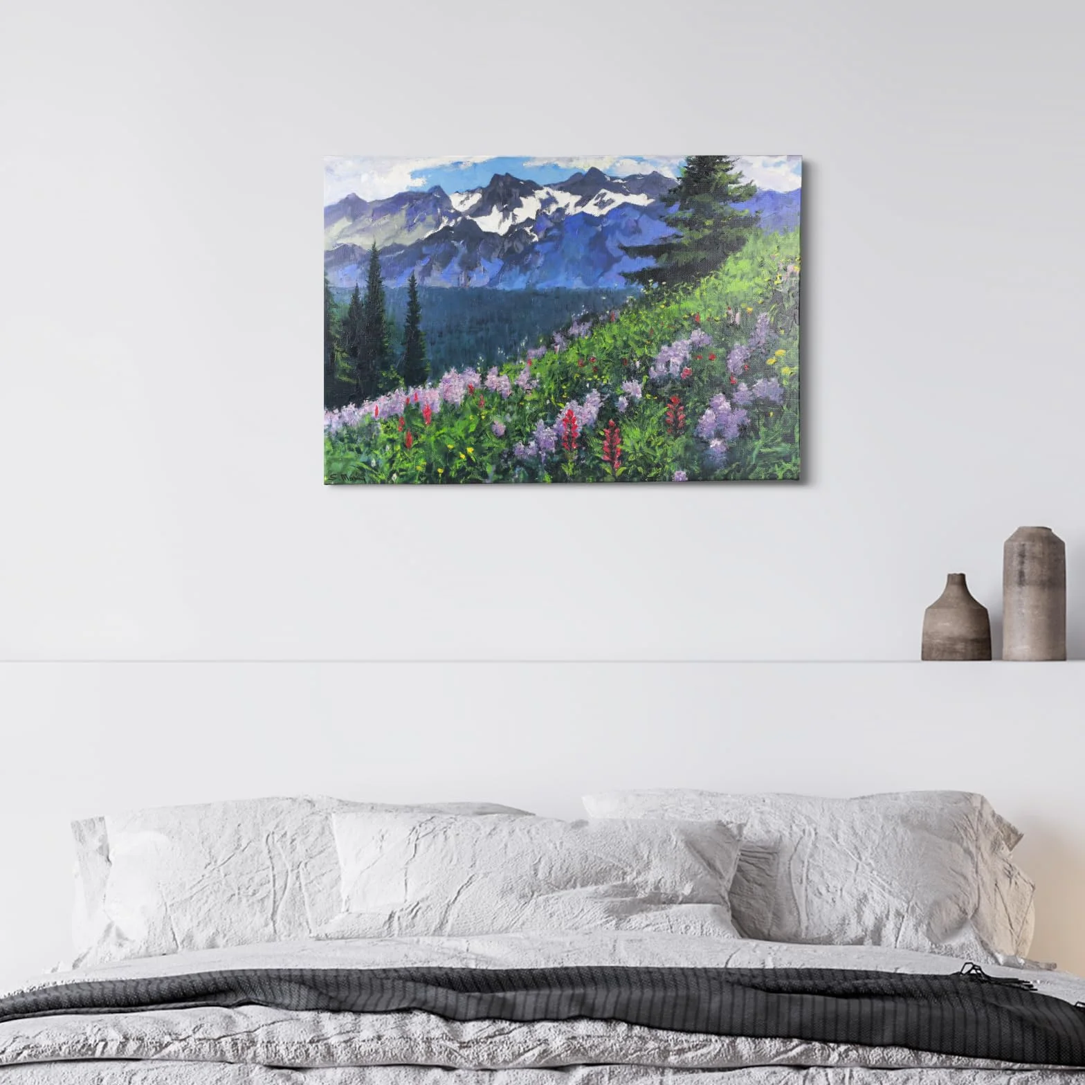JBER Sztuka ścienna na płótnie, dekoracja stołu ściennego do sypialni, salonu, piękny prezent, obraz olejny na płótnie do pokoju - 60 x 40 cm (WildGrassHill)