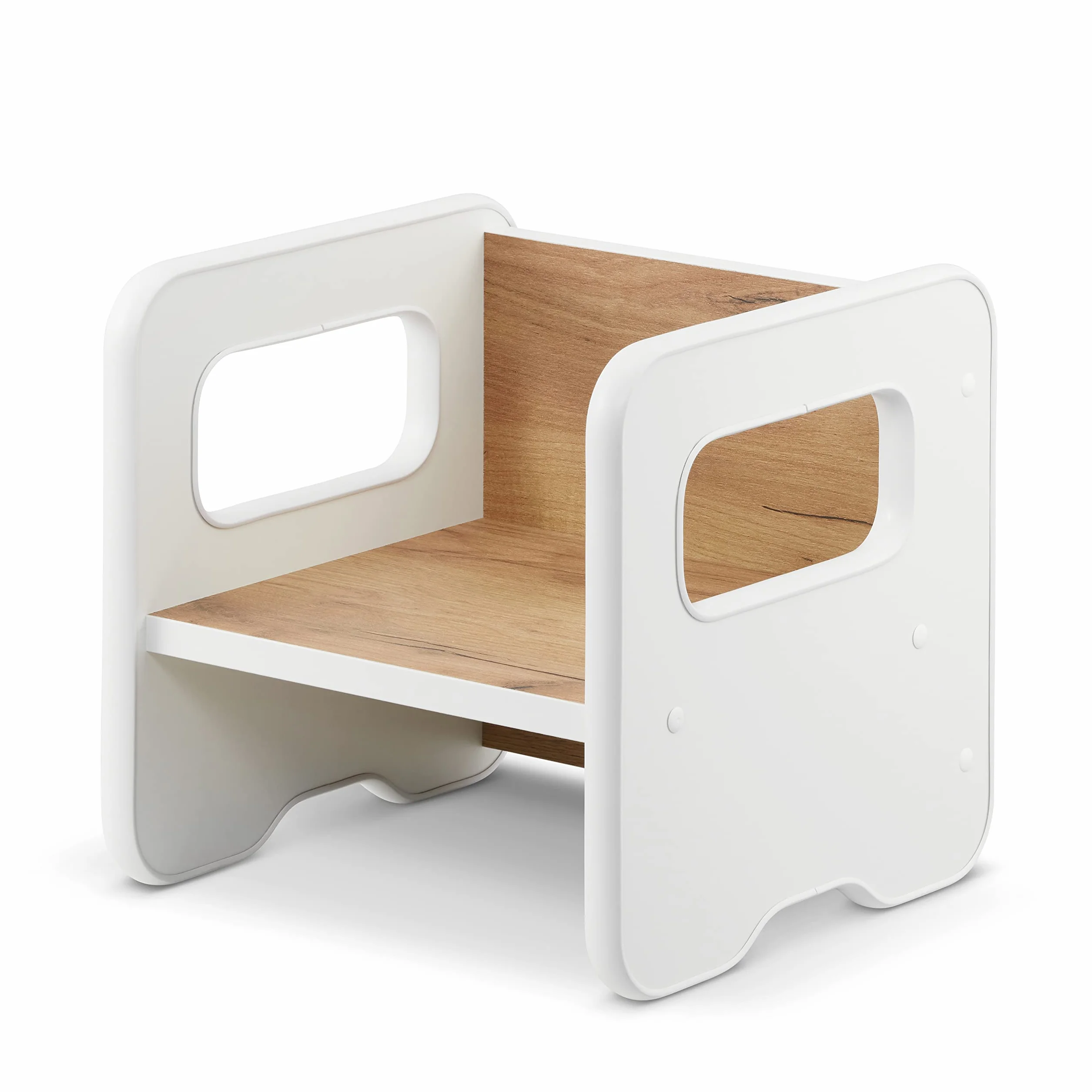 defiPad Taboret do siedzenia dla dzieci | stylowy taboret dwustronny | fotel dziecięcy od 1 roku życia | krzesło dziecięce z drewna | krzesło można przekształcić w stół | pokój dziecięcy Montessori |
