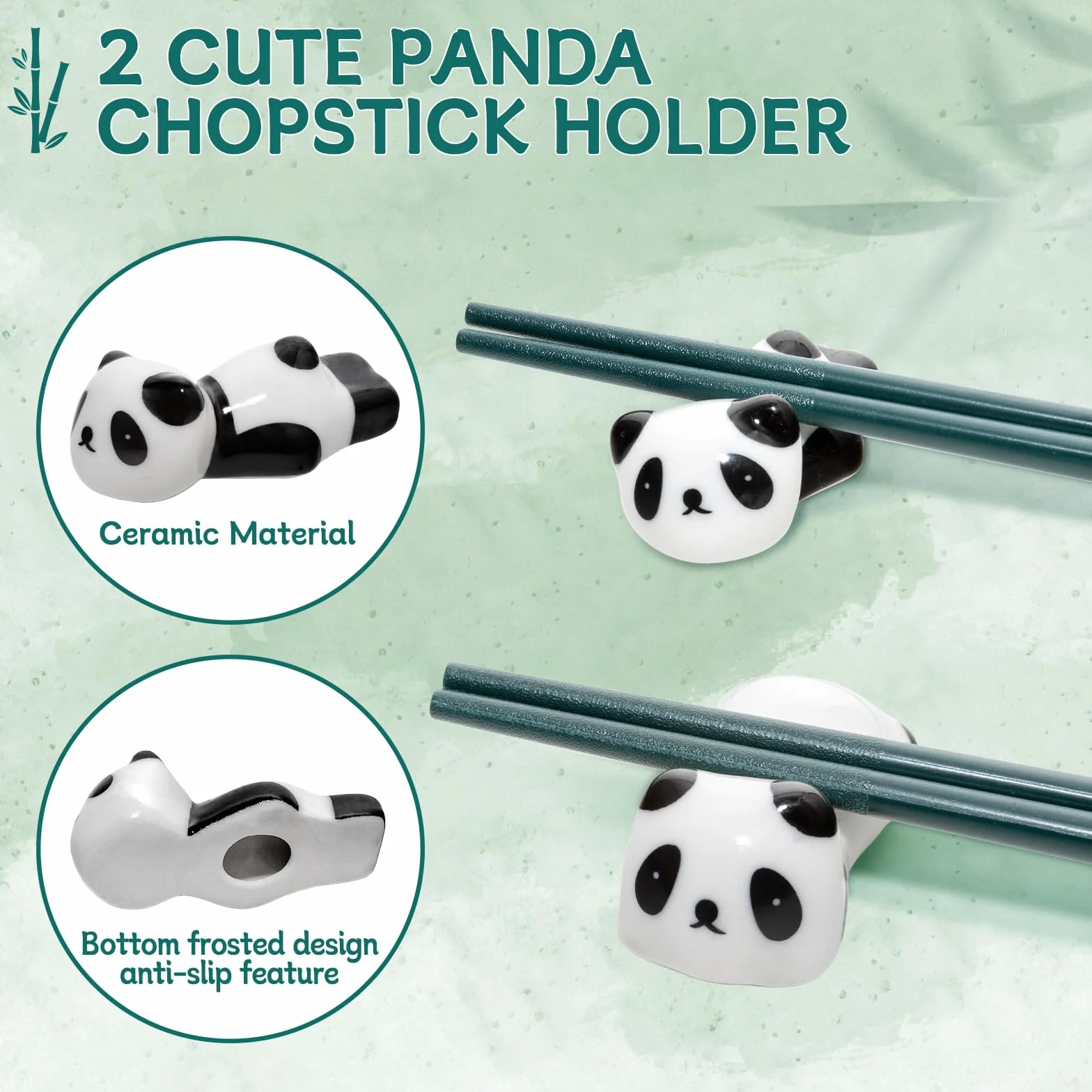 Zestaw pałeczek do sushi Panda 2 pary bambusowe z uchwytami pudełko prezentowe