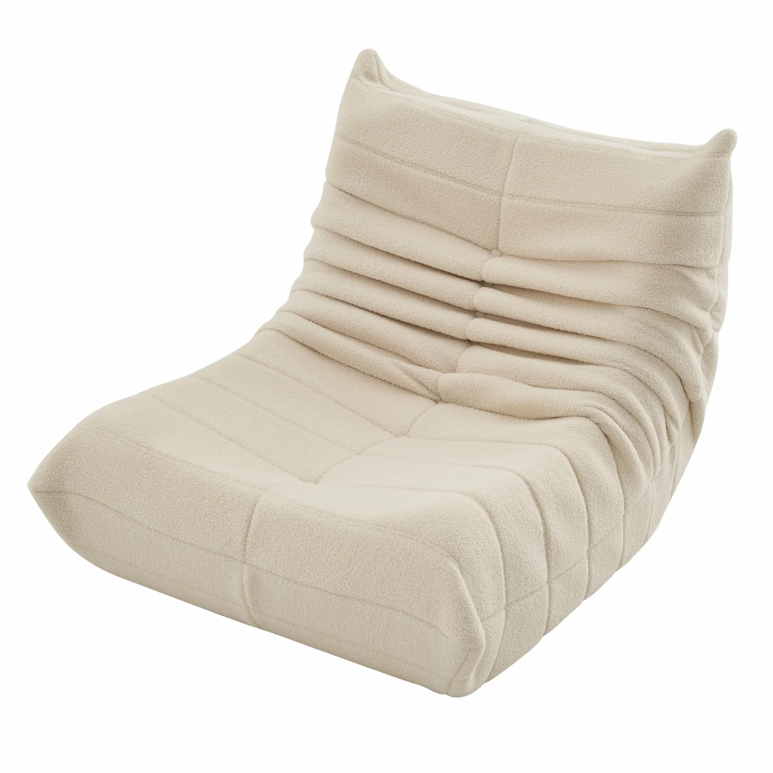 Worek do siedzenia, sofa podłogowa, sofa Togo o ergonomicznym wzornictwie, z pokrowcem ze sztucznego futra i super miękkim schowkiem, Bean Bag do sypialni, salonu (beżowy)