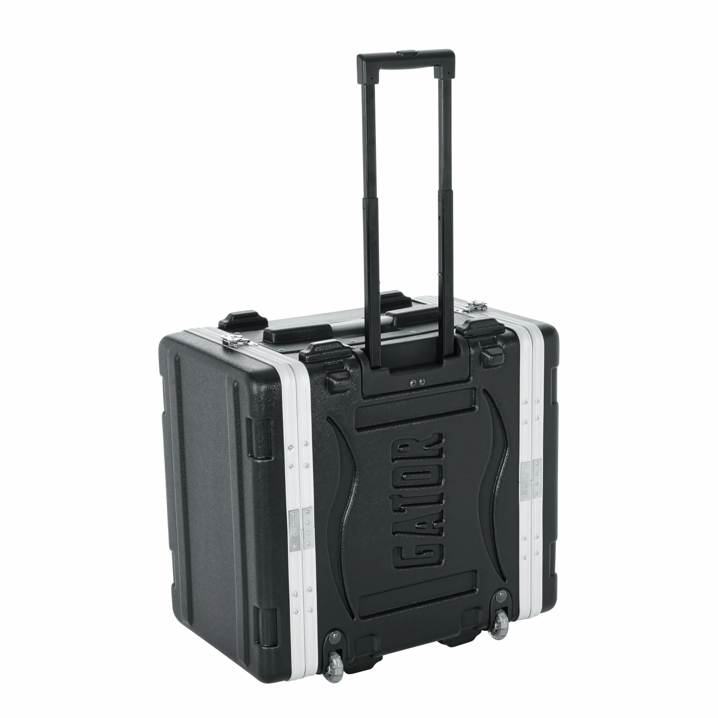 Gator Formowana obudowa PE 6U 48.9 cm z przednimi/tylnymi szynami/uchwytem do ciągnięcia/wpuszczanymi kółkami i blokadą