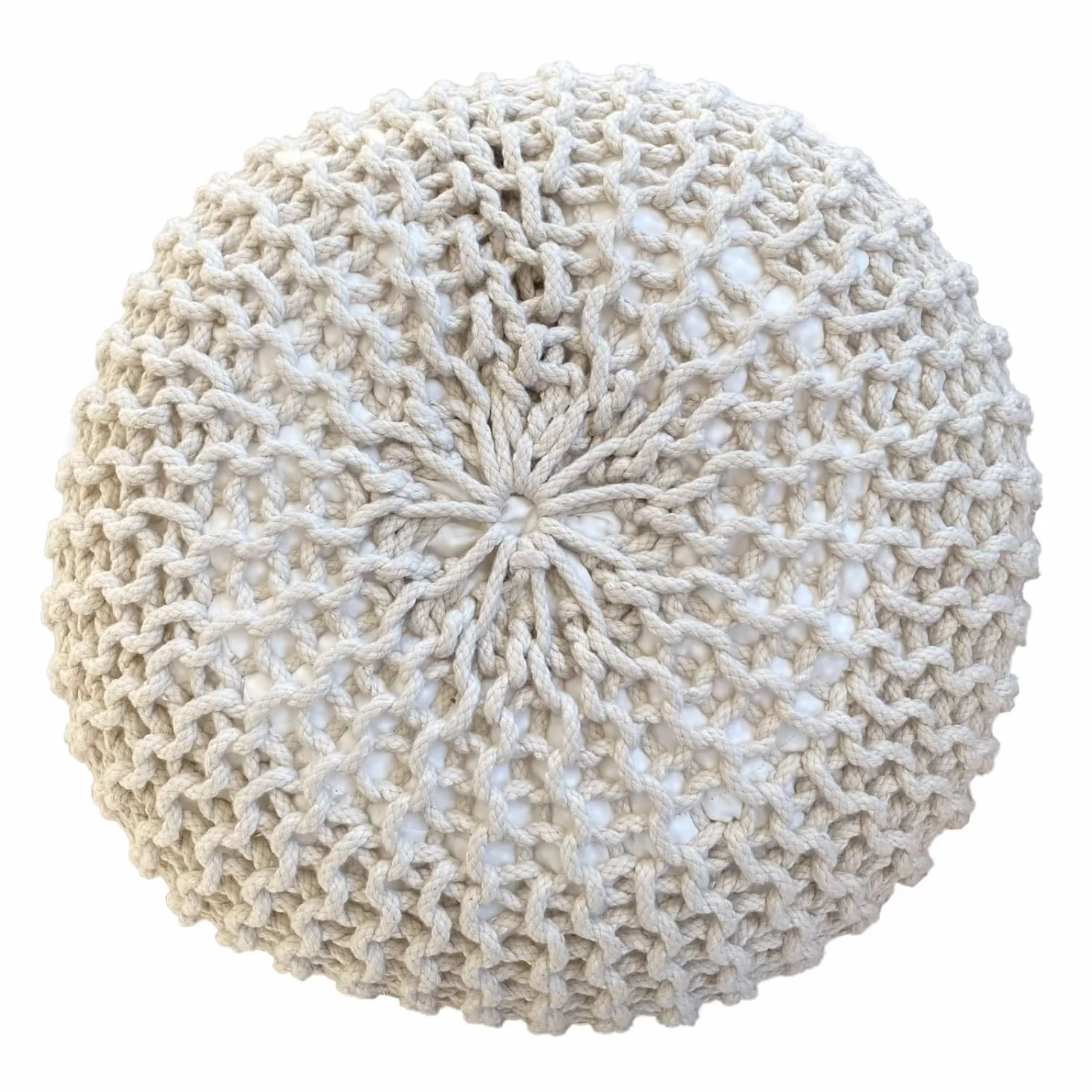 casamia lipizano puf puf pufa z dzianiny Ø 55 cm Premium do wnętrz tarasu basenu ogrodu nadaje się do prania, kolor beżowy