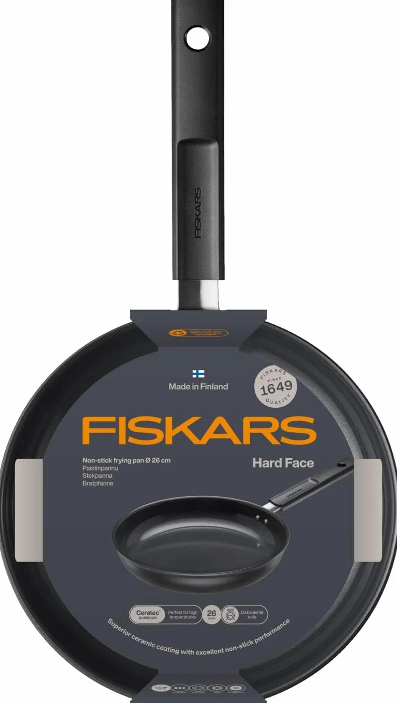 Fiskars Patelnia Hard Face 26 cm, nieprzywierająca, odporna na zarysowania, aluminium/plastik, czarna