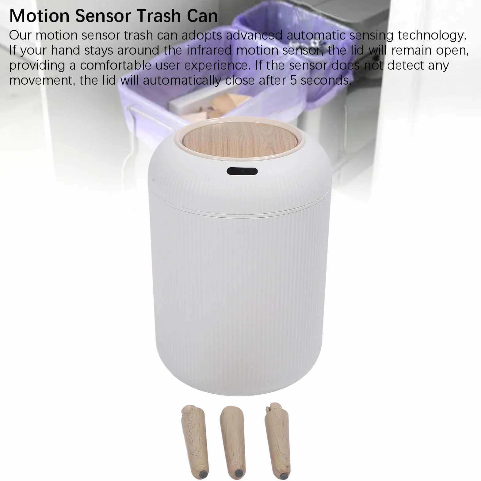 Kosz na śmieci Smart Sensor Kosz na śmieci z Czujnikiem, Wodoodporny, Bezdotykowy, Automatyczny, Odpowiedni do łazienek i Kuchni, w Kolorze ciemnozielonym. (WHITE)