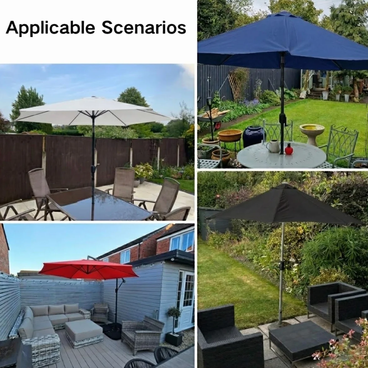 Zamienne Poszycie Parasola do Ogrodu na Patio przy Basenie, 2m 2.3m 2.7m 3.0m 4.0m Wodoodporny Pokrowiec na Parasol Plażowy z Ochroną UV, Zewnętrzna Osłona Przeciwsłoneczna