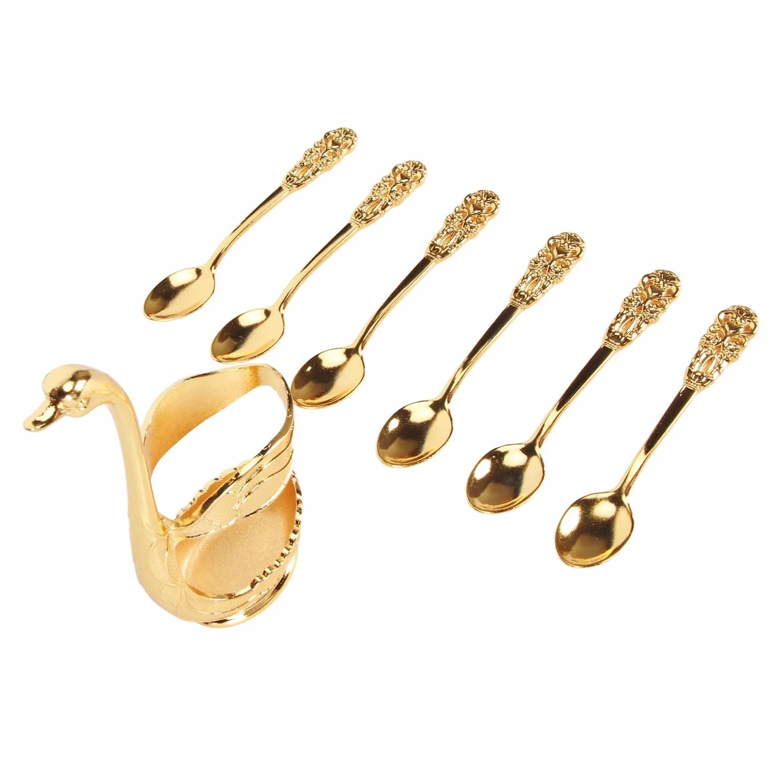 Zestaw 6 łyżek Golden Coffee Spoon KIMISS metalowe dekoracyjne do deserów lodów w kształcie zwierząt
